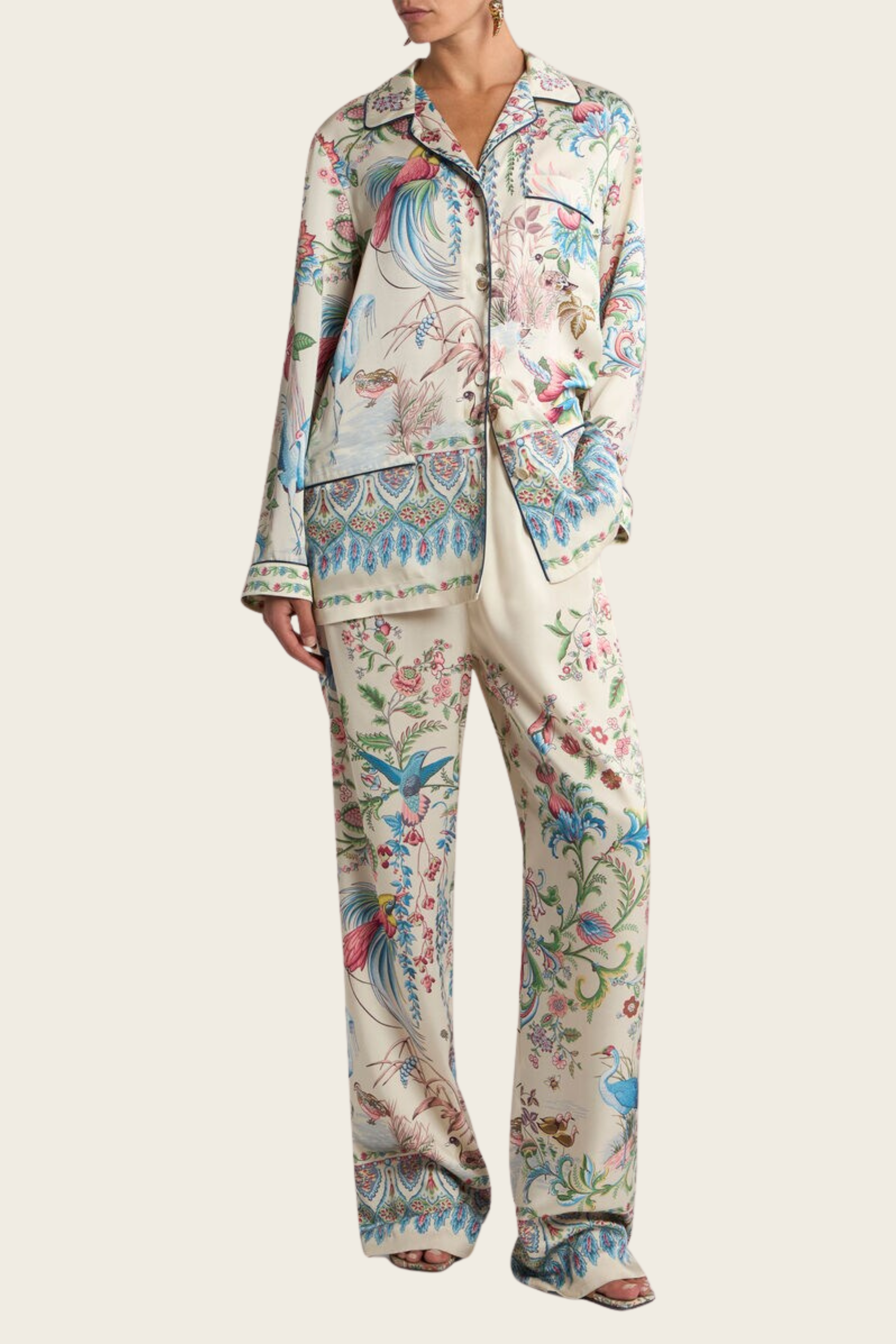 Floral Wide-Leg Trousers, Composition: 100% polyester, Regular fit, Elasticated high waist with drawstring, New Arrivals, SS26, Espace Cannelle