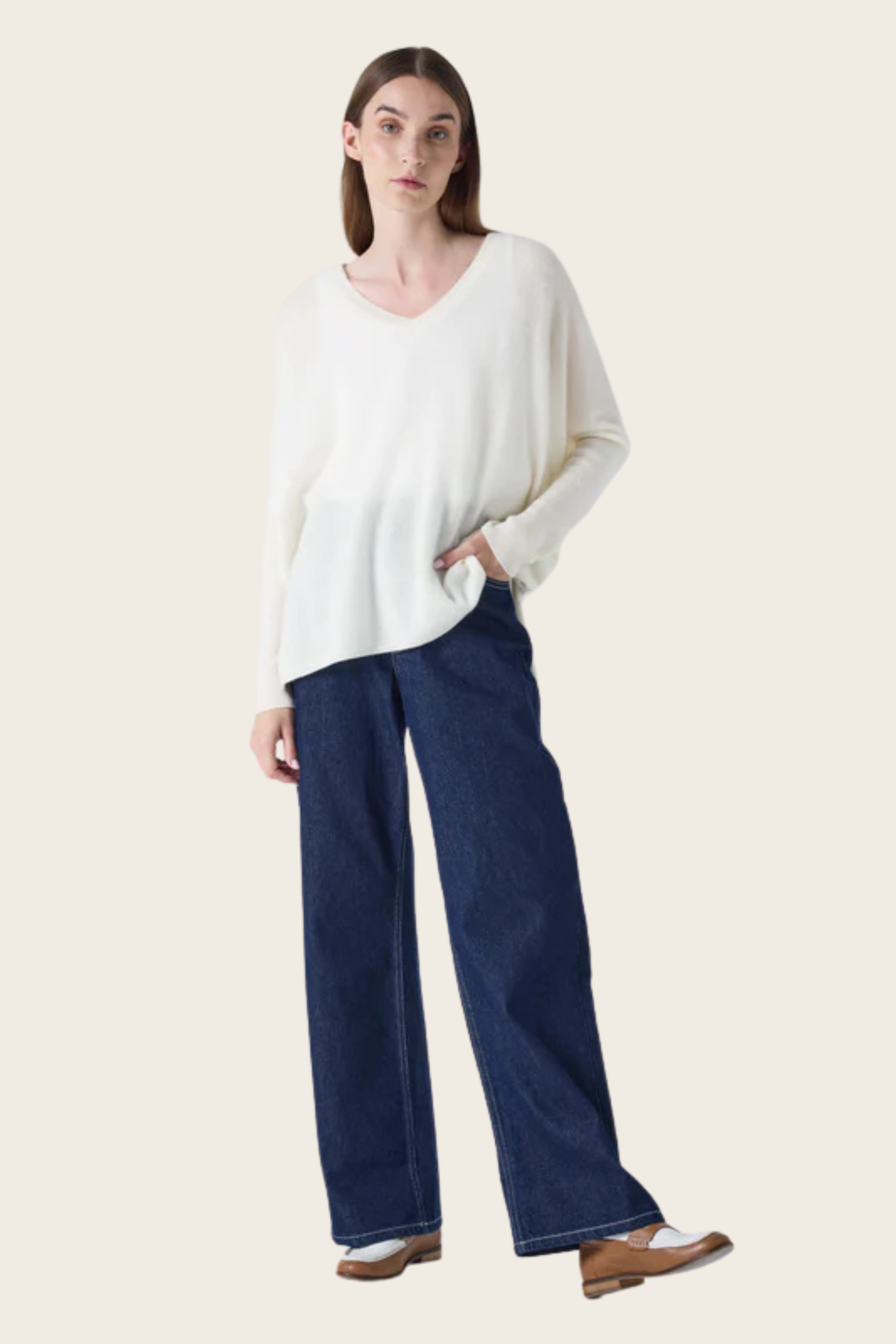 Camille V-neck cashmere poncho - Absolut Cashmere