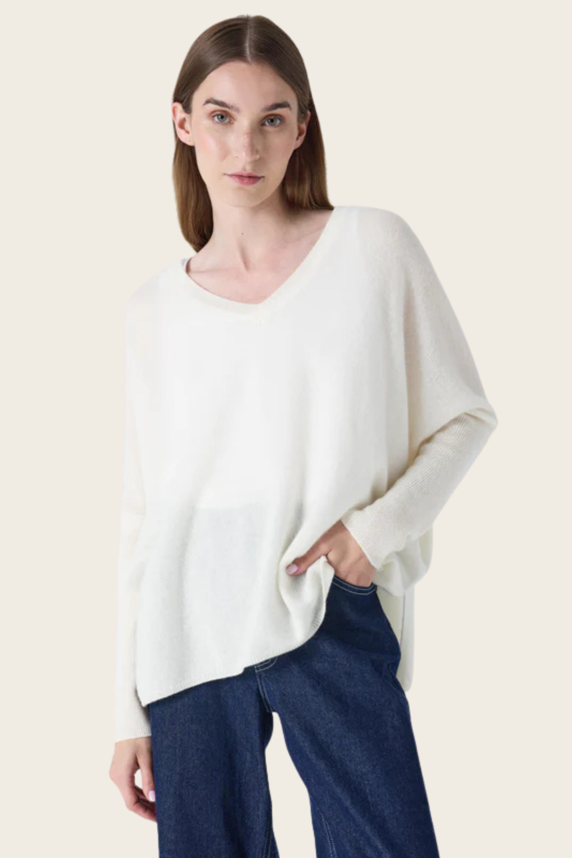 Camille V-neck cashmere poncho - Absolut Cashmere