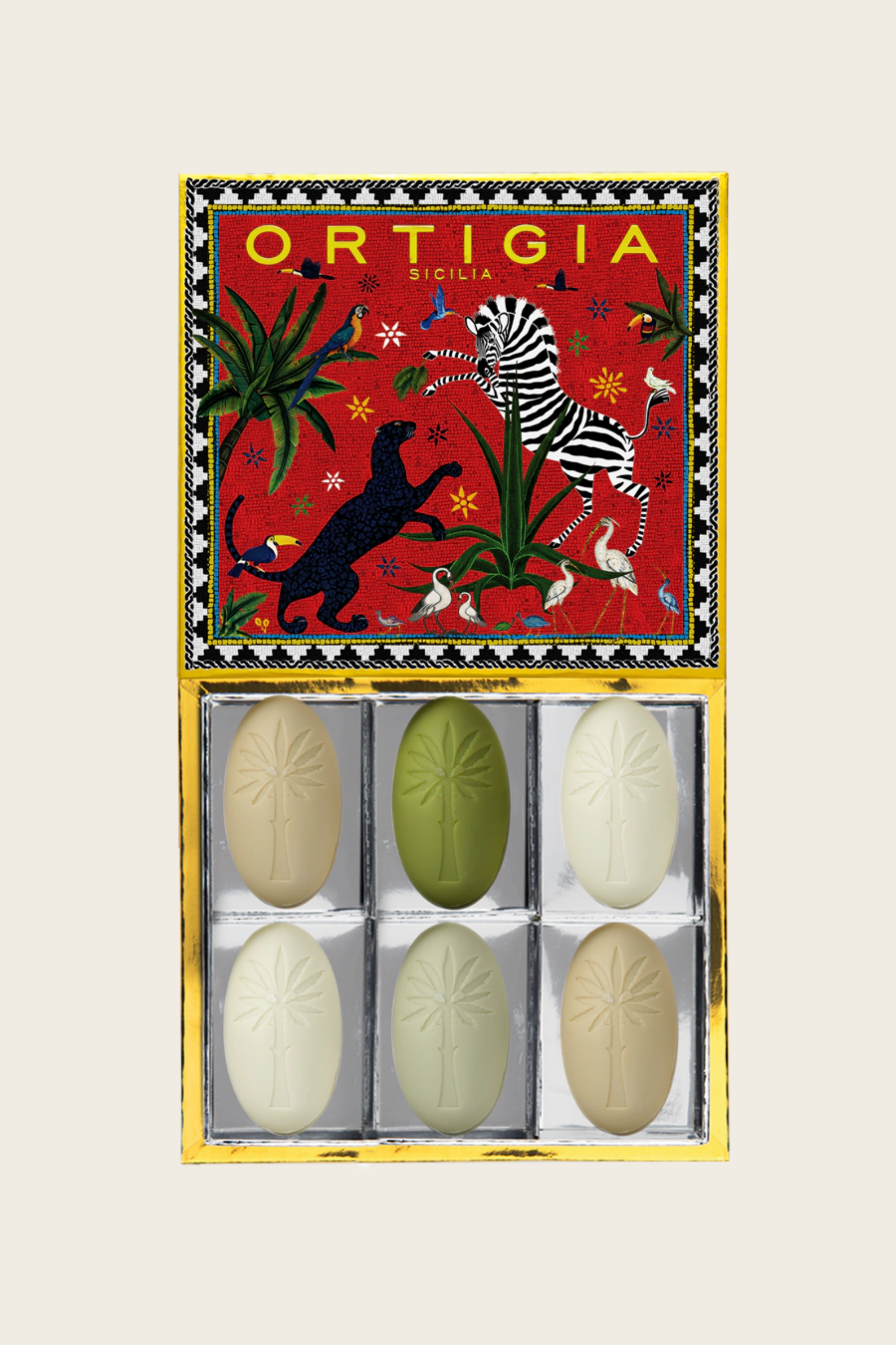 Conjunto de Sabonetes de Azeite Sortidos Jungle Red X 6 – Ortigia Sicilia