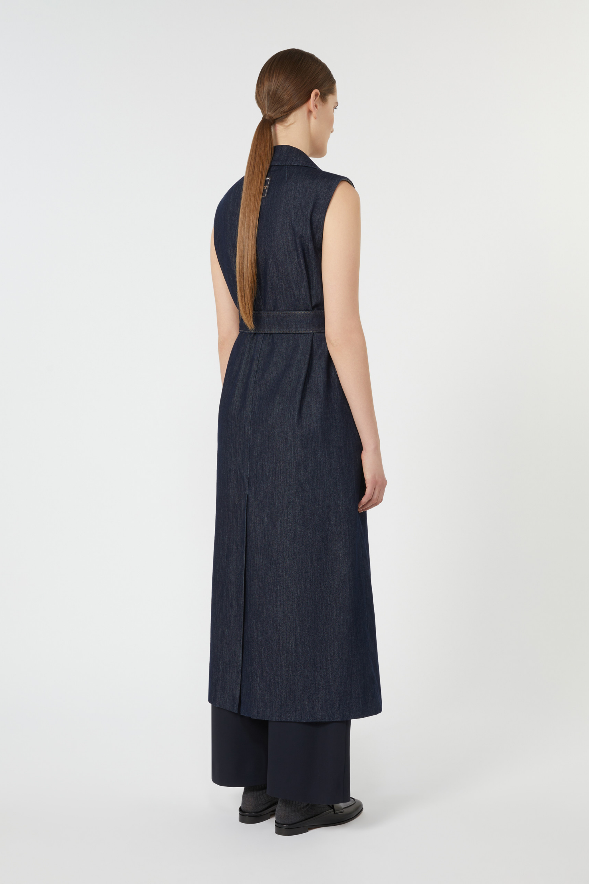 Greta Long Denim Sleeveless Coat- Max Mara