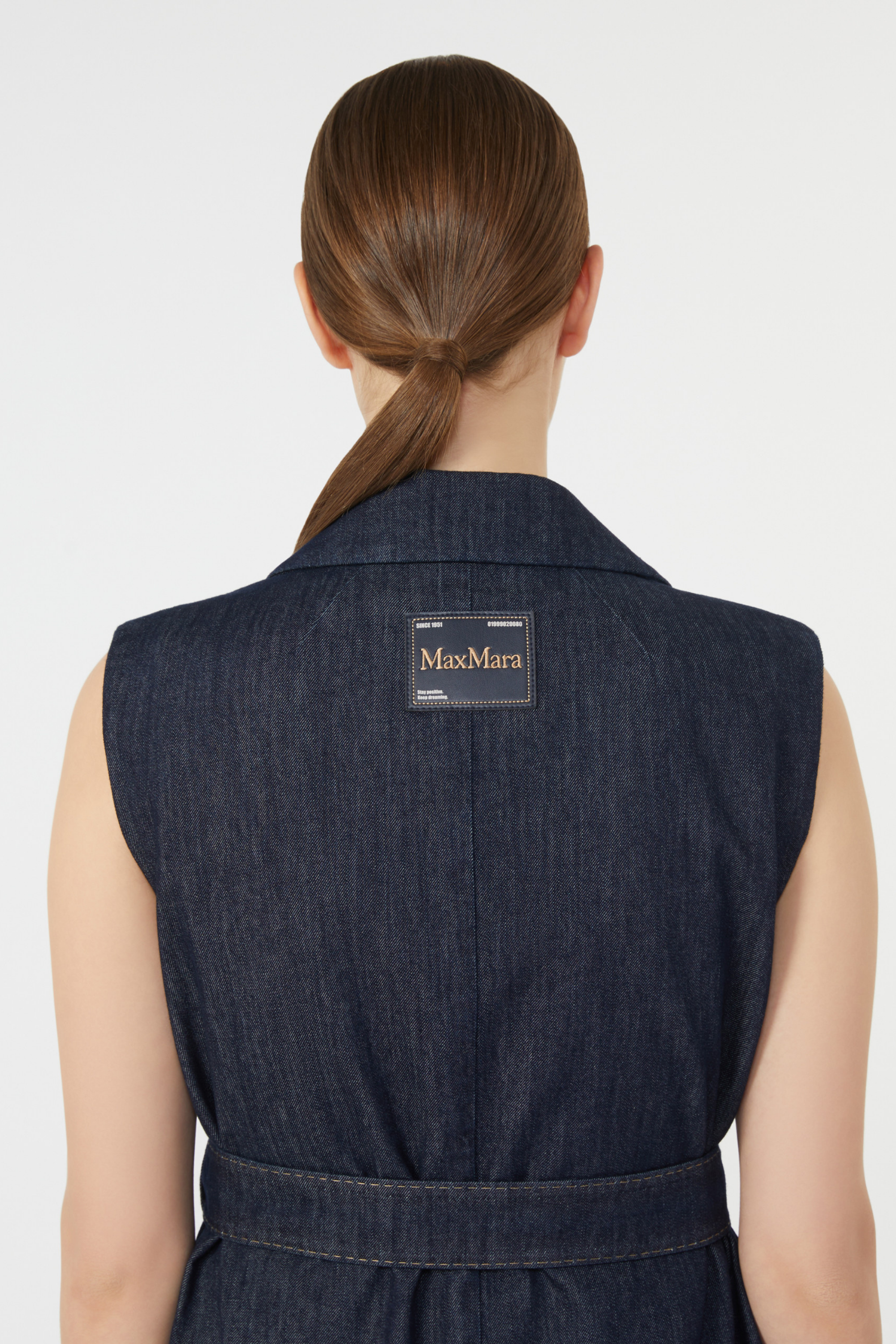 Greta Long Denim Sleeveless Coat- Max Mara