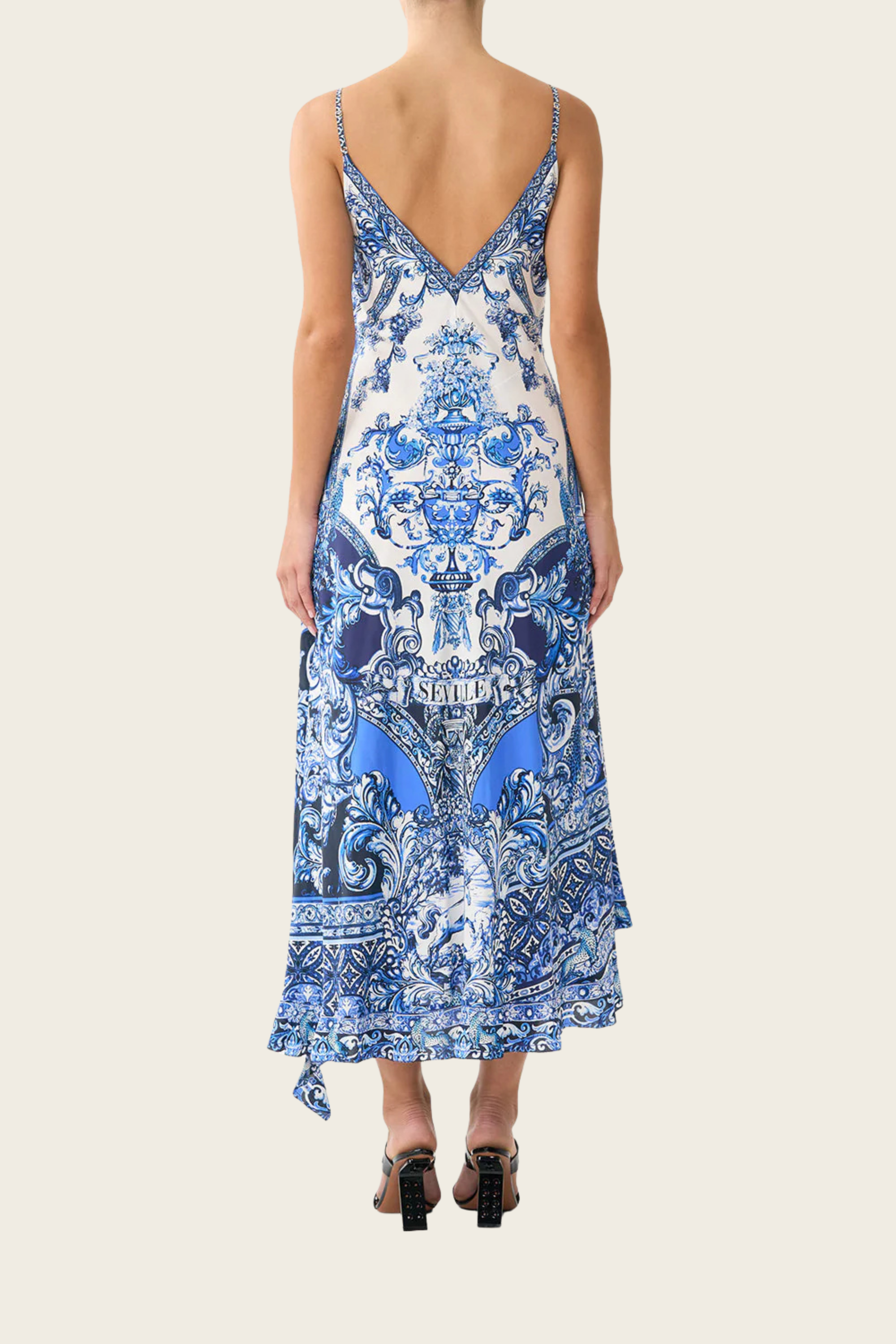Bias Slip Dress with Frill Hem - A Tiled Wonderland - Camilla