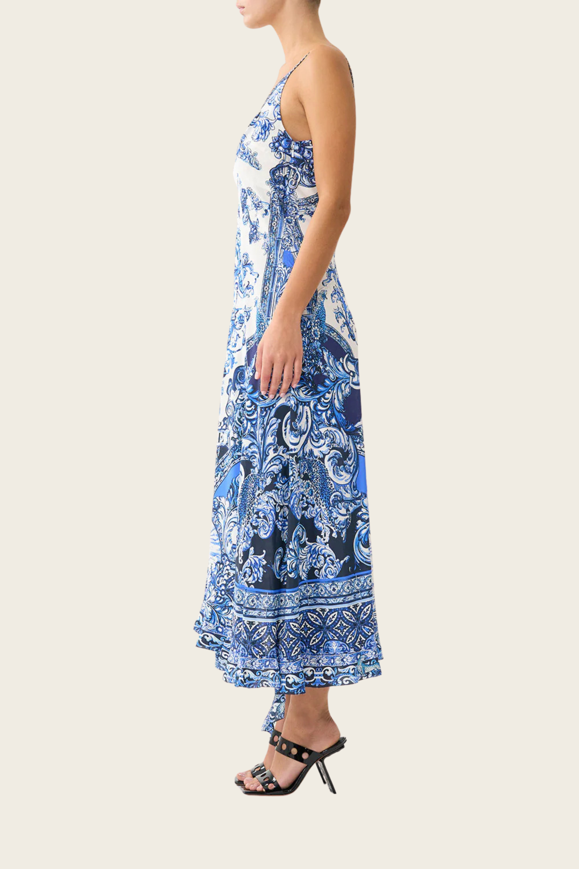Bias Slip Dress with Frill Hem - A Tiled Wonderland - Camilla - ESPACE CANNELLE - SS26 - New Arrivals