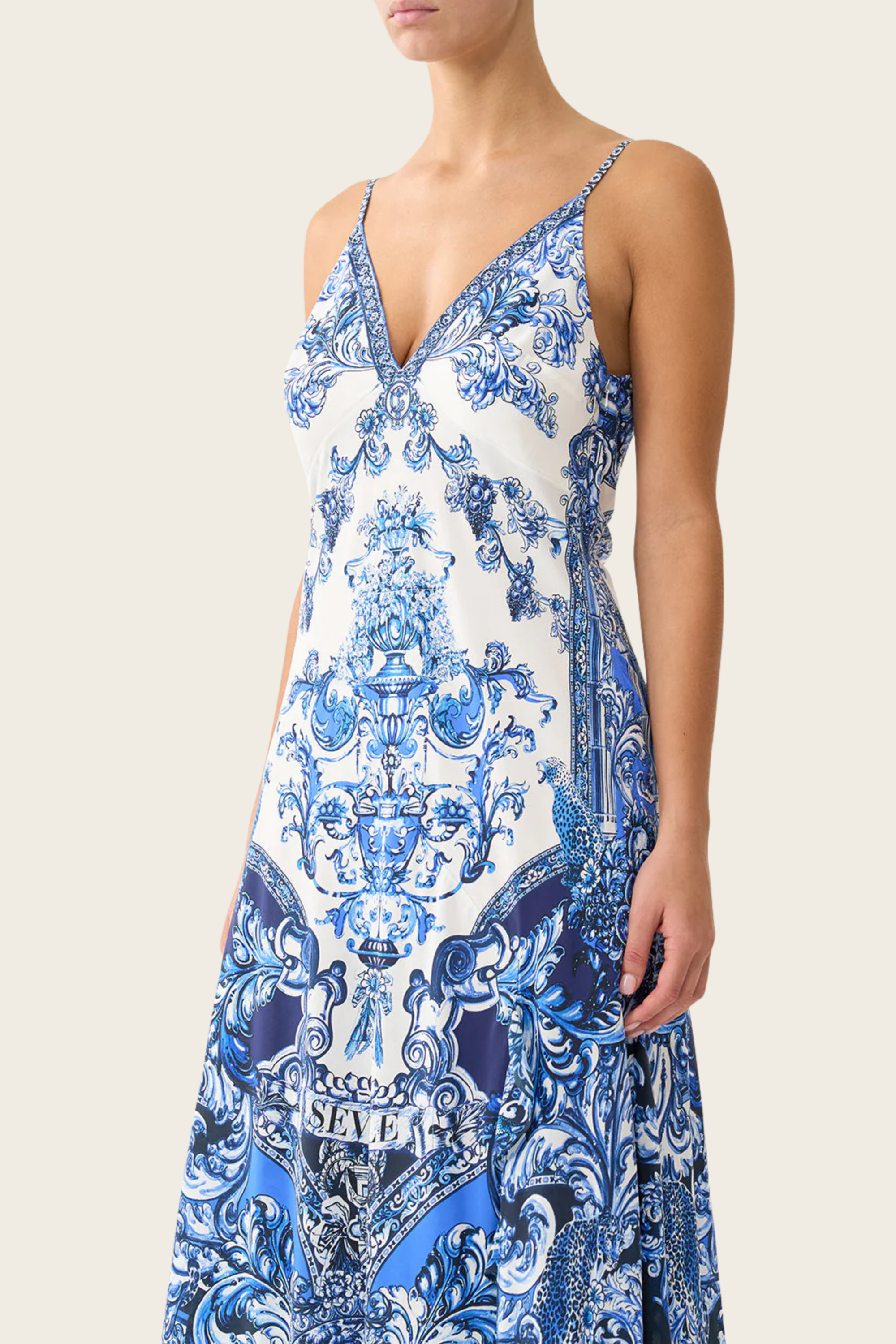 Bias Slip Dress with Frill Hem - A Tiled Wonderland - Camilla - ESPACE CANNELLE - SS26 - New Arrivals
