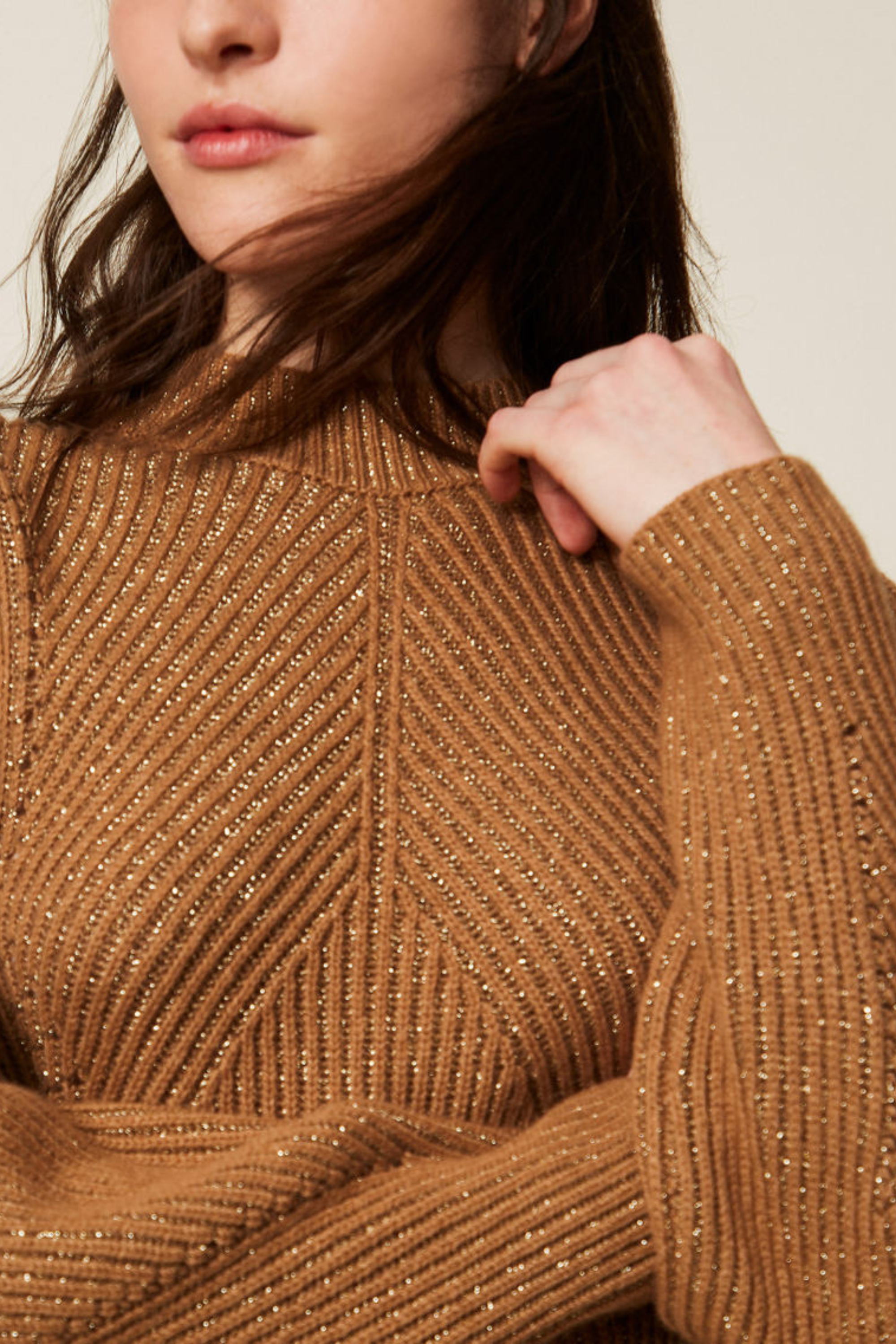 Long wool and lurex blend knit dress - Twinset