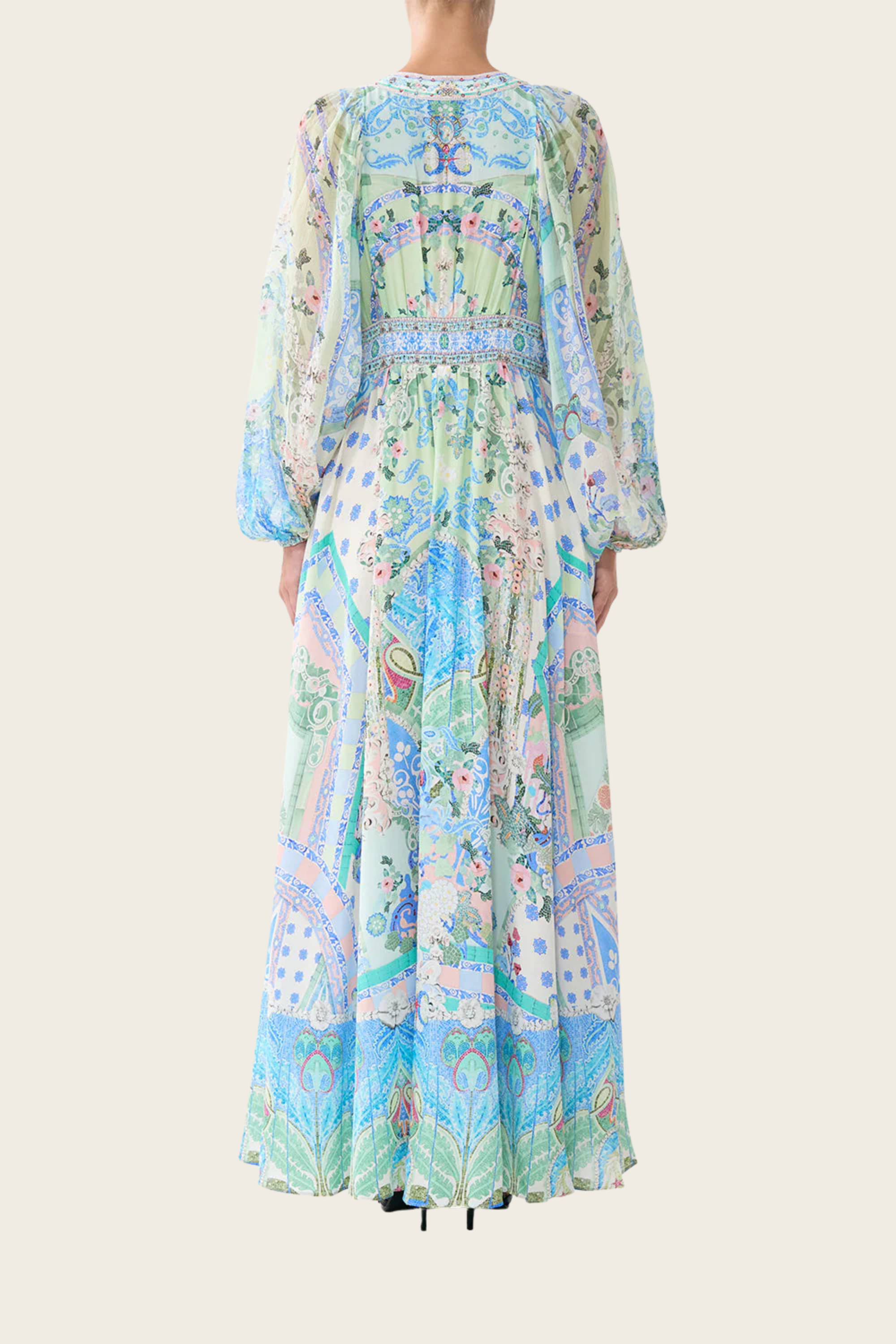 Lace-Up Front Long Dress - Midsummer Mosaics - Camilla