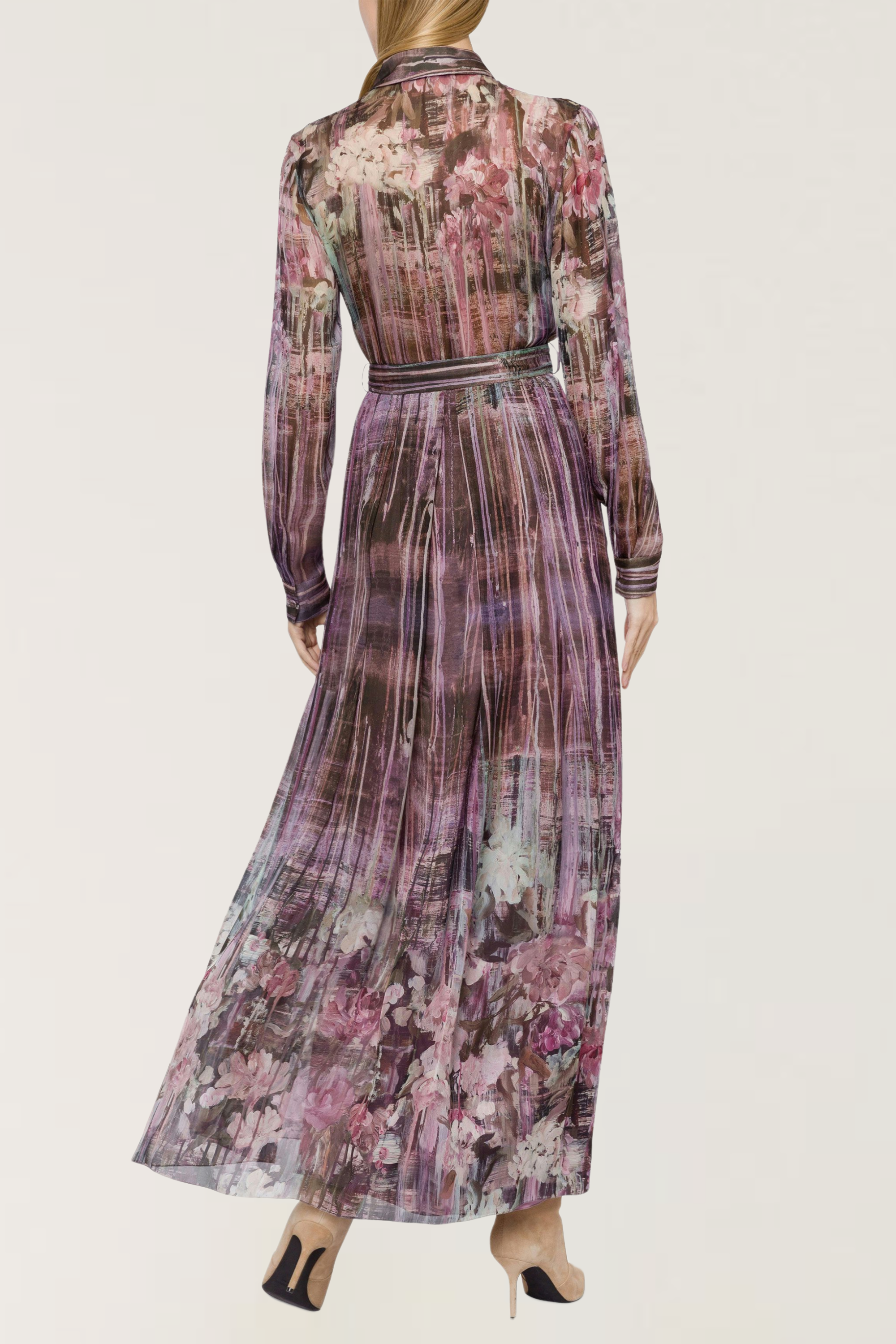 Vestido de seda Dripping Roses - Alberta Ferretti