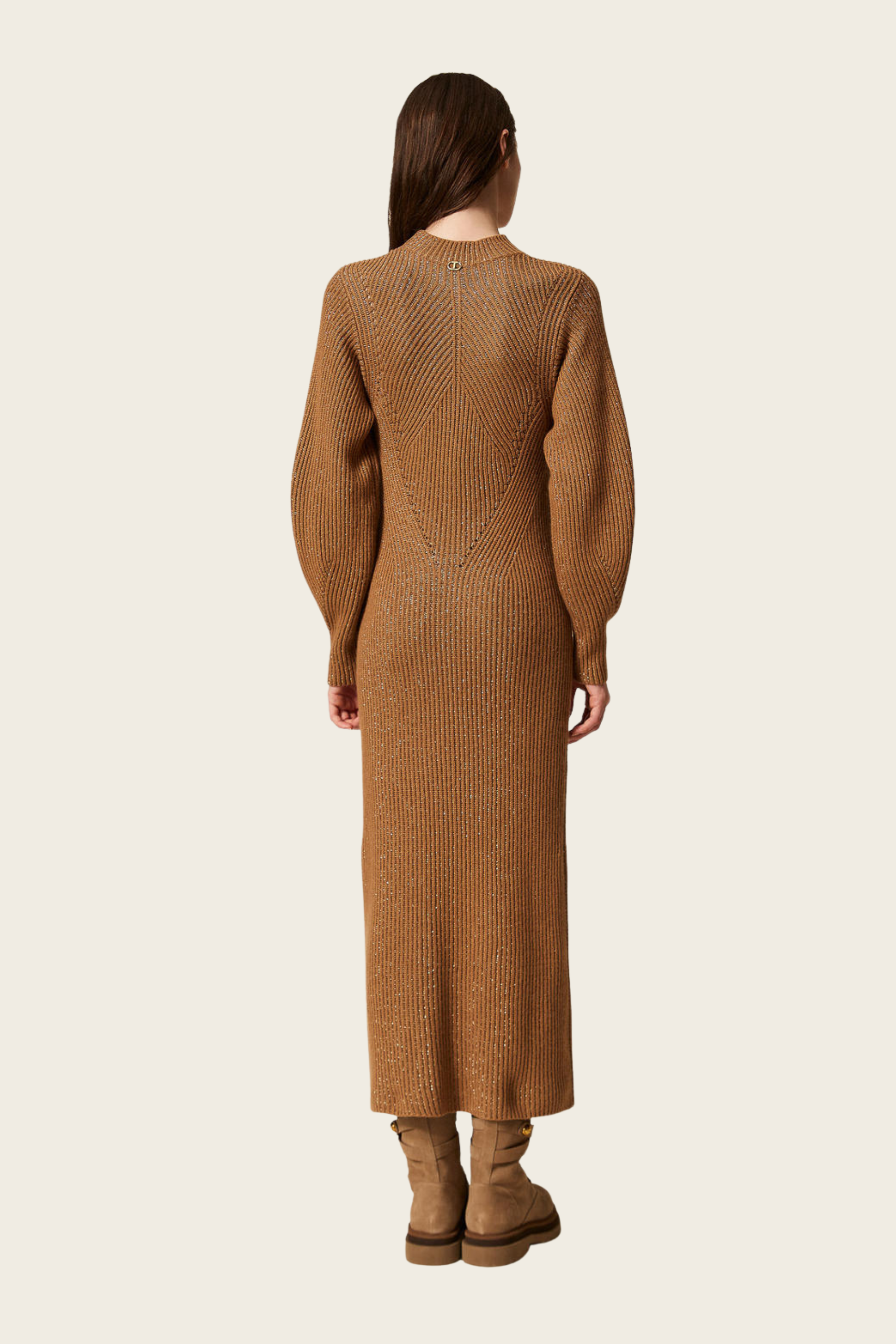 Long wool and lurex blend knit dress - Twinset