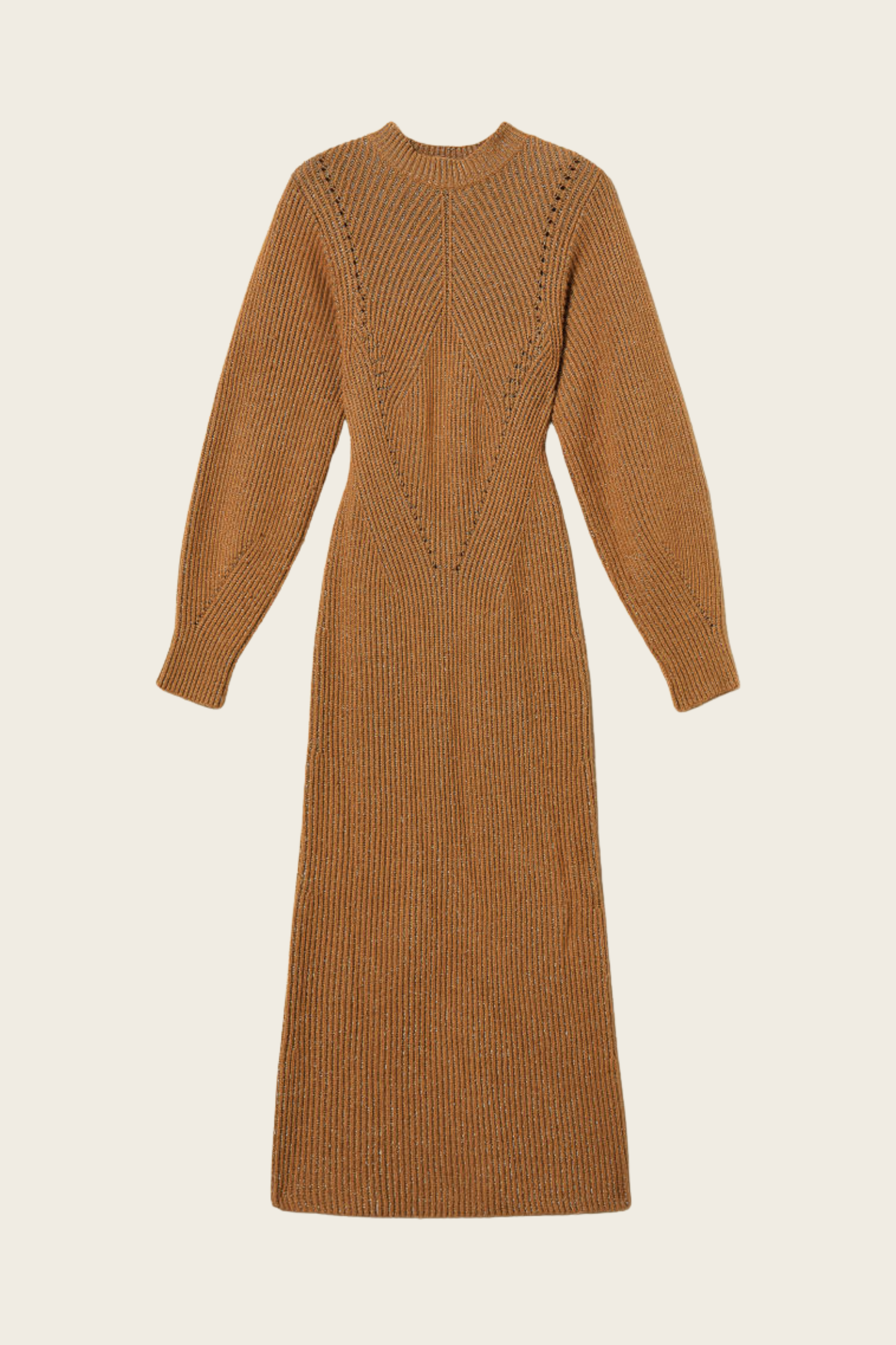 Long wool and lurex blend knit dress - Twinset