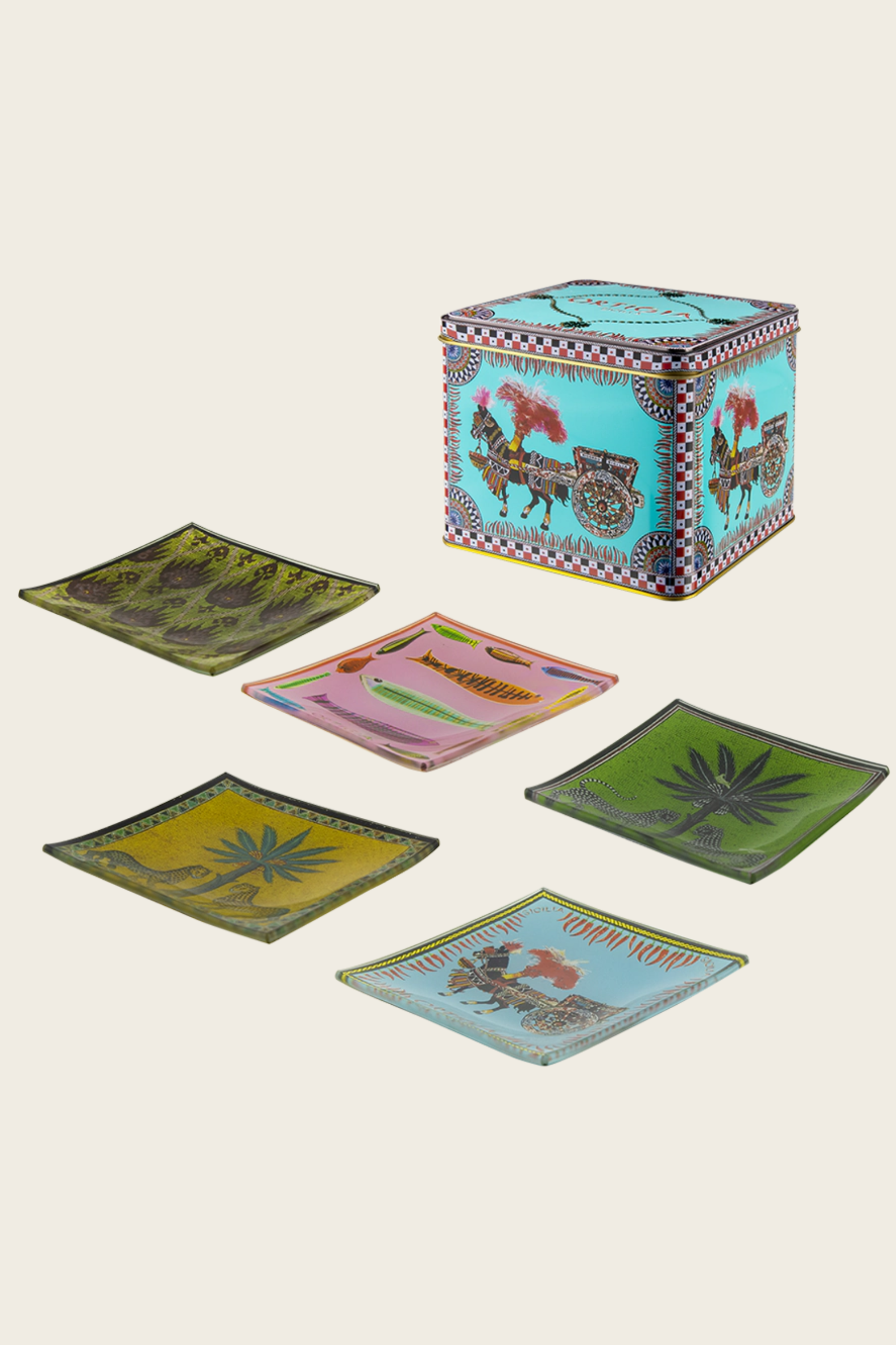 Conjunto Tin Carretto 5 Pratos de Vidro – Ortigia Sicilia