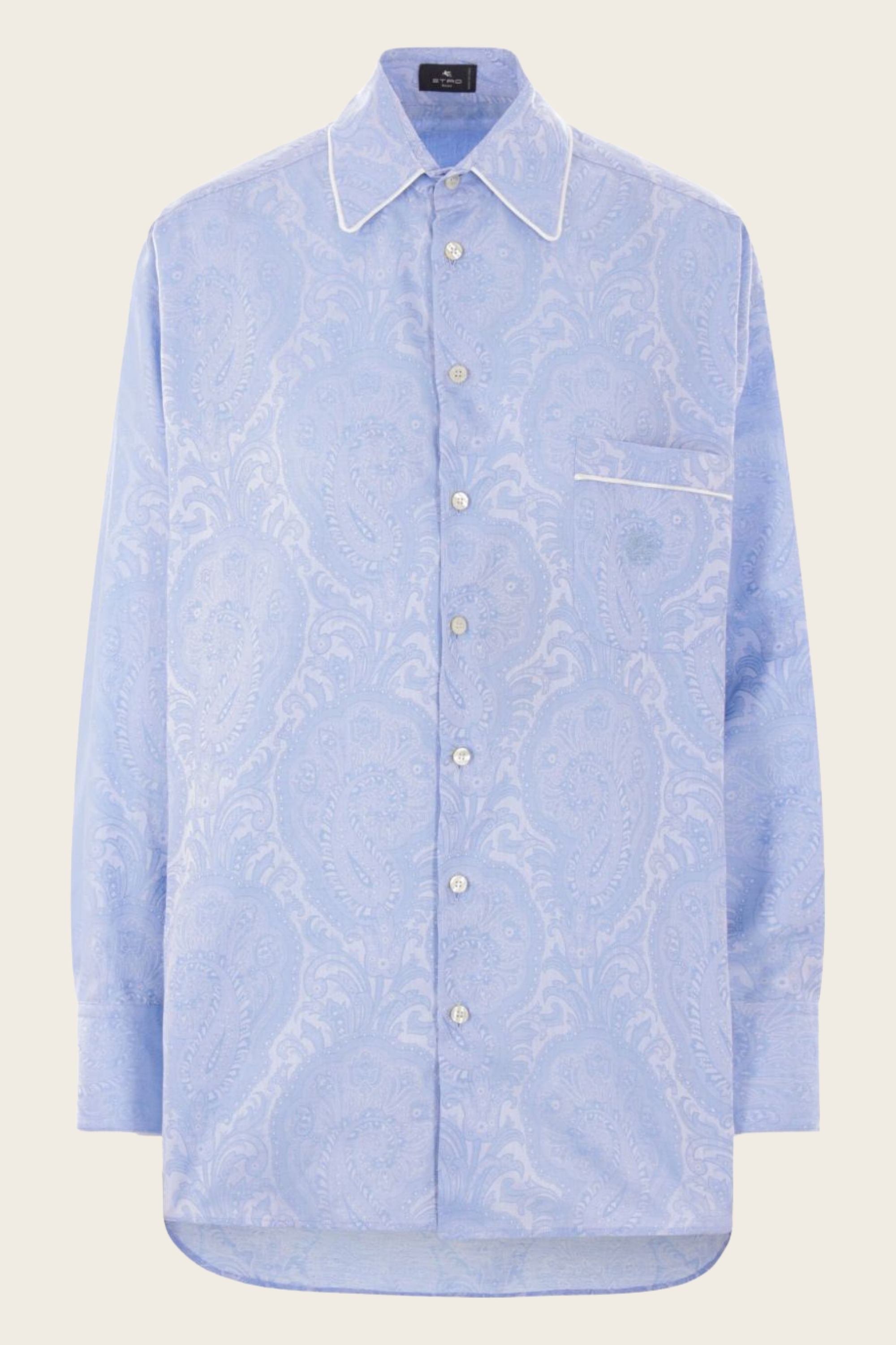 Paisley-Print Pyjama Top, Composition: 100% cotton, Colour: Light blue with paisley print, New Arrivals, SS25, Espace Cannelle