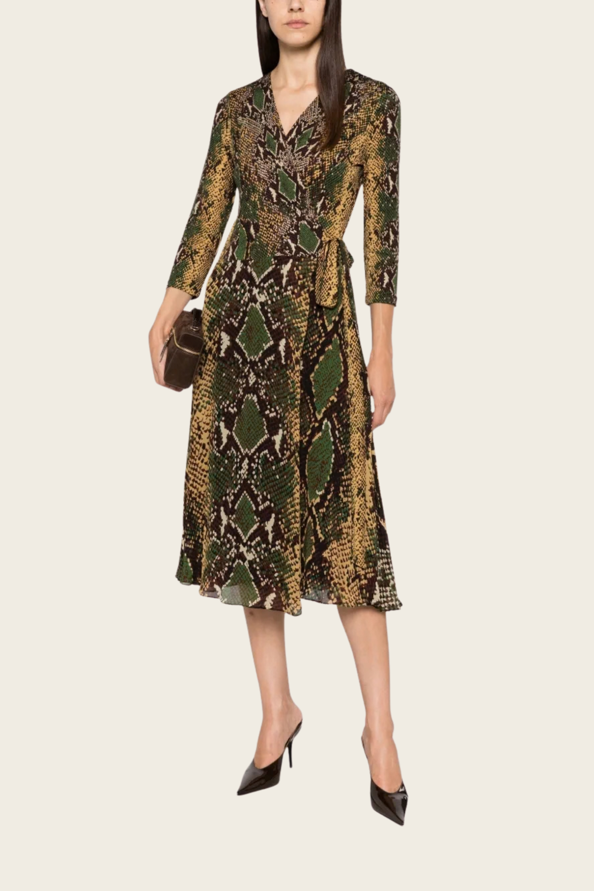 Irina Snake-Print Wrap Midi Dress - DVF