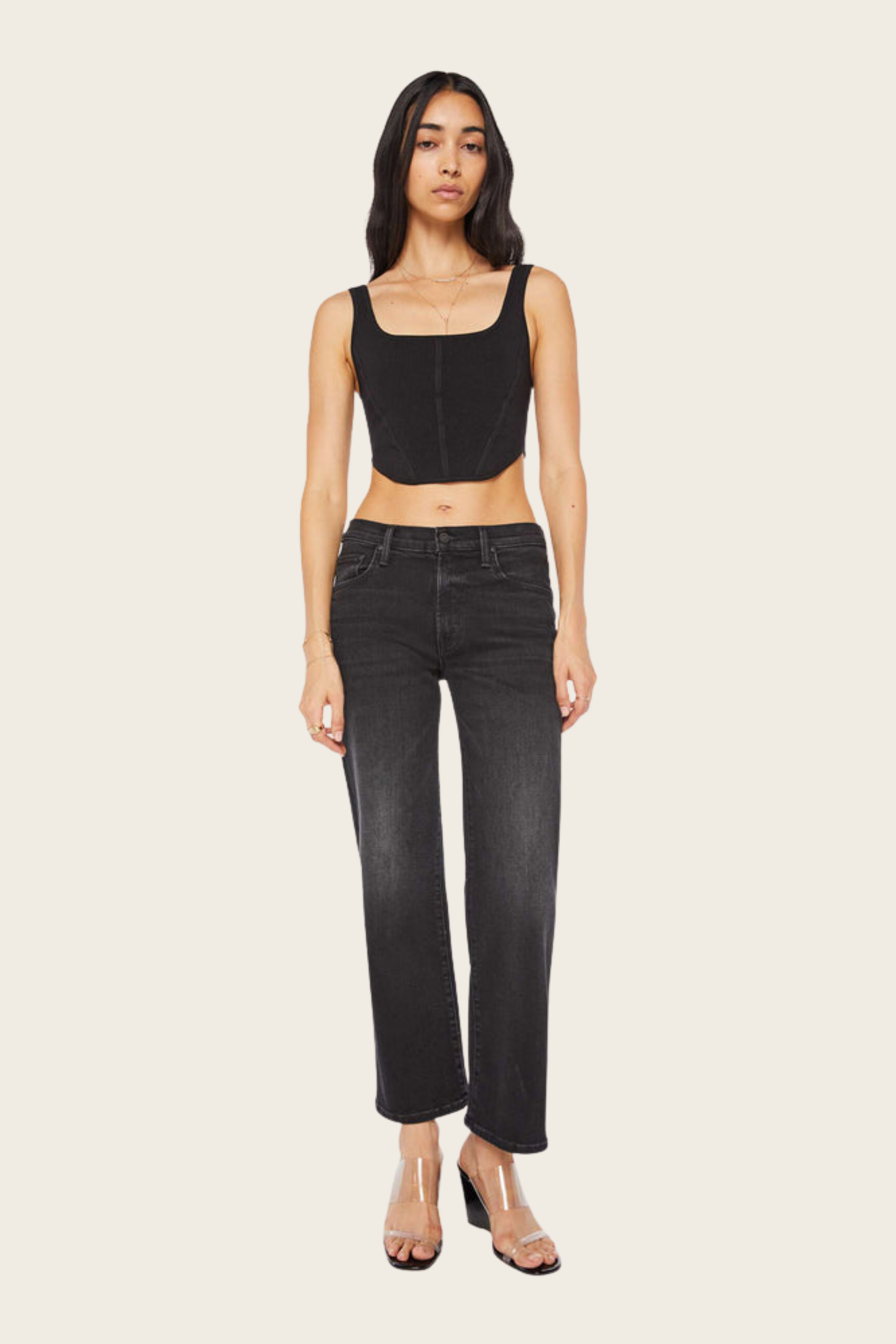 The Mid Rise Rambler Zip Flood / Spiked Hair, Art Flair, Composition: 78% cotton, 16% modal, 4% polyester, 2% elastane, Wash: Spiked Hair, Art Flair (washed black), New Arrivals, Espace Cannelle, FW25