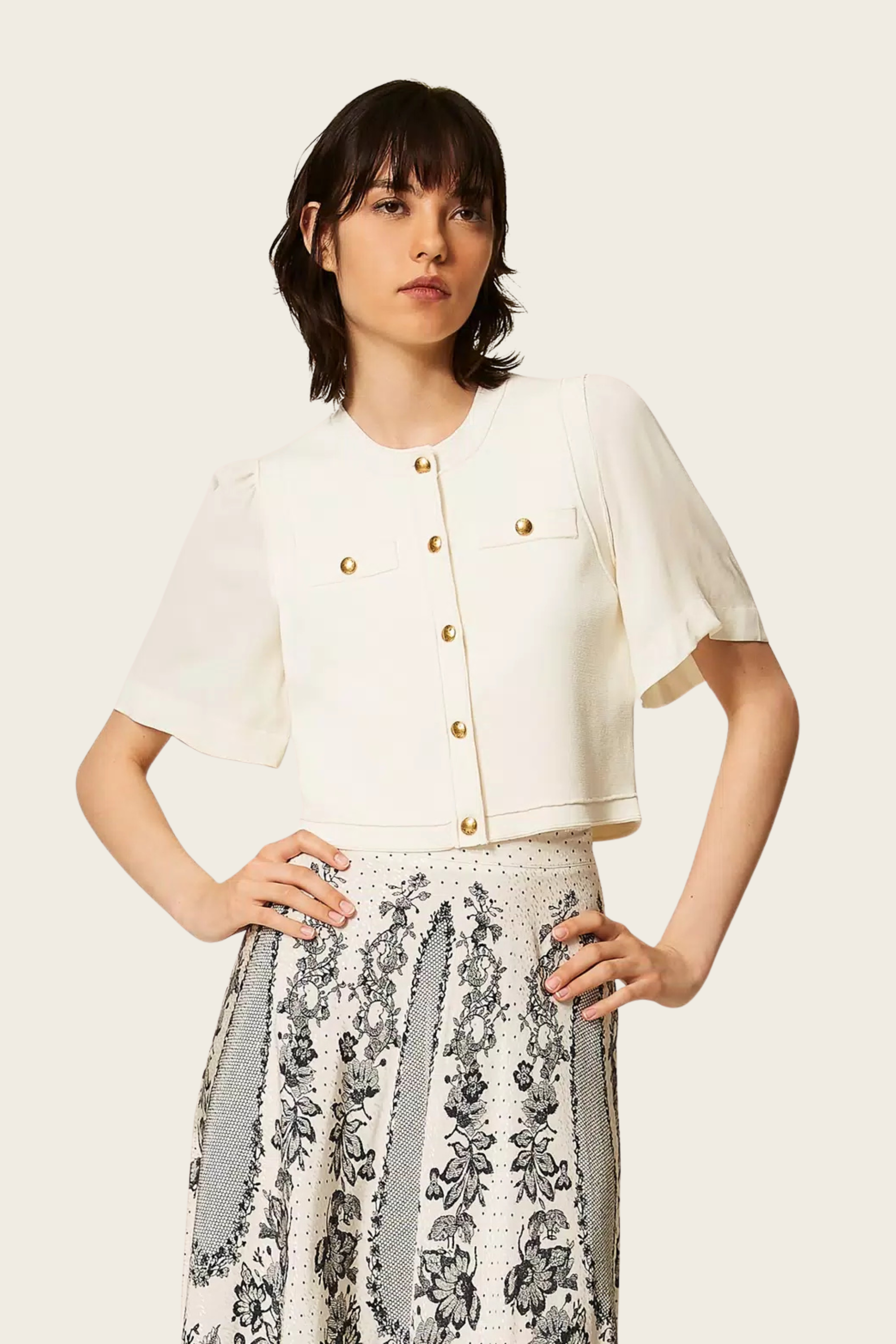 Knitted Cardigan with Metal Buttons - Twinset