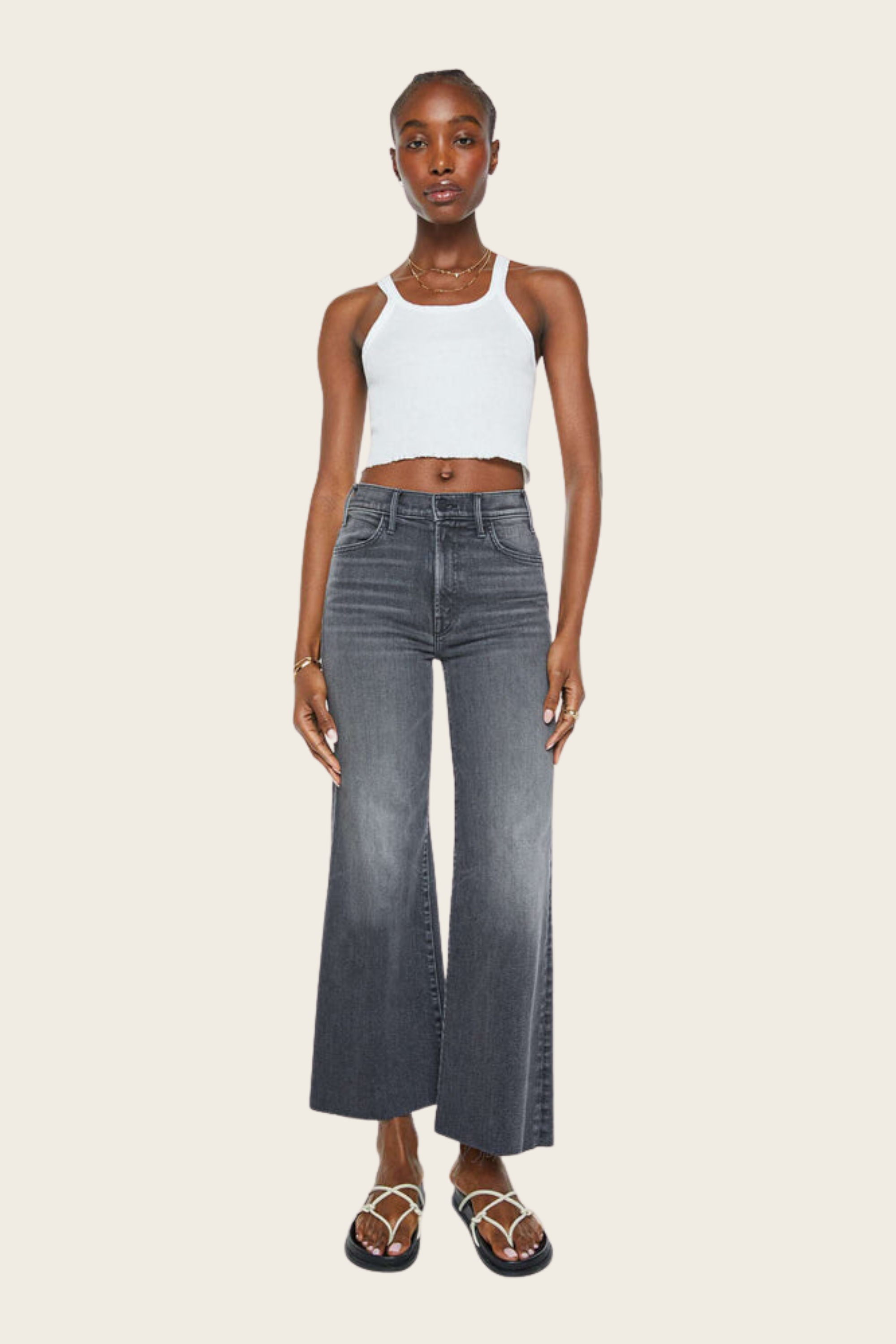 The Hustler Roller Sneak Fray / Call It A Night, Composition: 78% cotton, 16% modal, 4% polyester, 2% elastane, Colour: (faded black), Fabric: Stretch denim, New Arrivals, FW25, Espace Cannelle