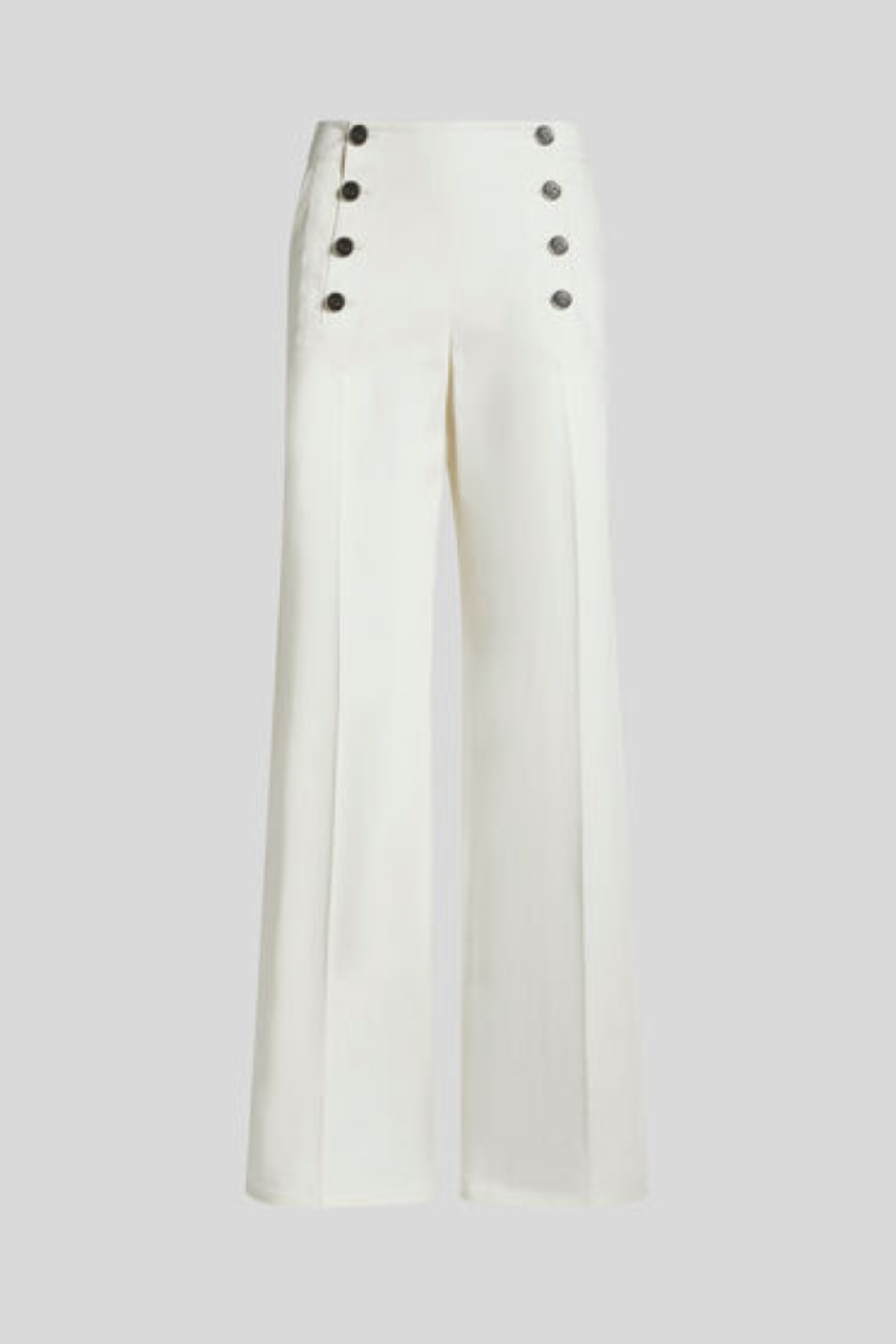 Straight-leg trousers, Colour: White,  97% cotton, 3% elastane,  Pressed creases , New Arrivals, SS25, Espace Cannelle
