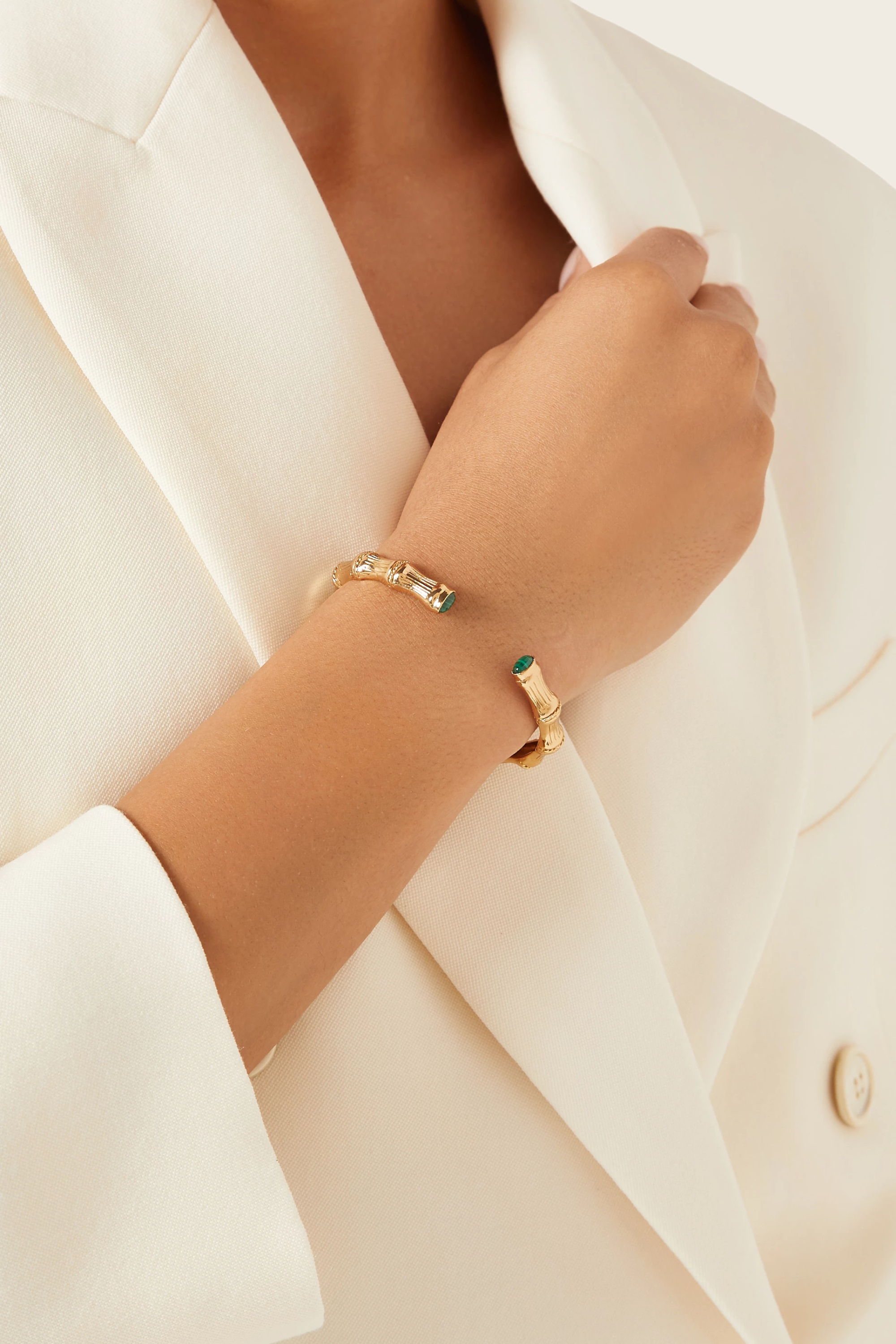 Pulseira de Bracelete Bambou com Cabochões - Gas Bijoux