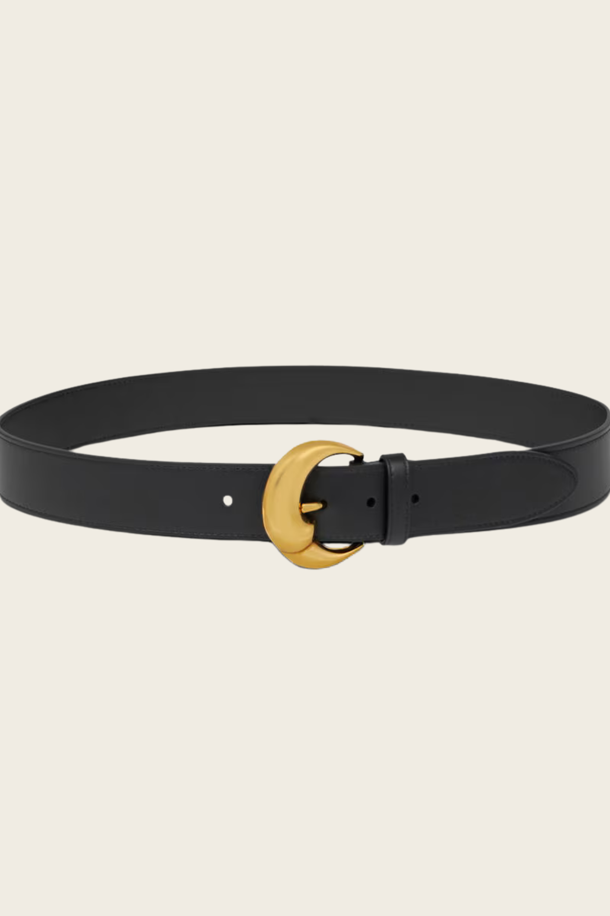 Belt with Paisley Buckle, Material: 100% leather, Colour: Black, Buckle: Paisley-engraved adjustable prong buckle, New Arrivals, SS25, Espace Cannelle