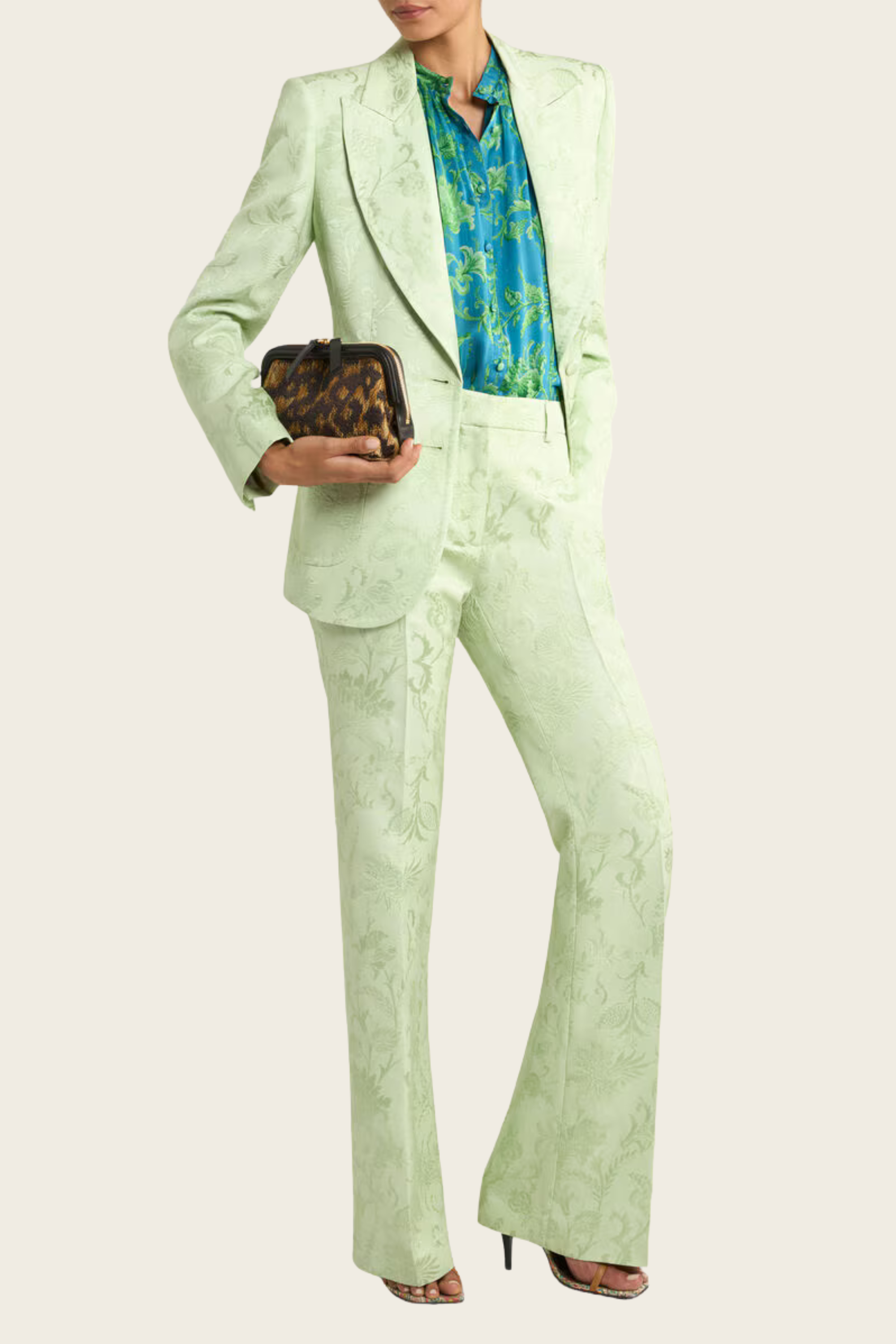 Calças bootcut em jacquard com motivo floral - Etro