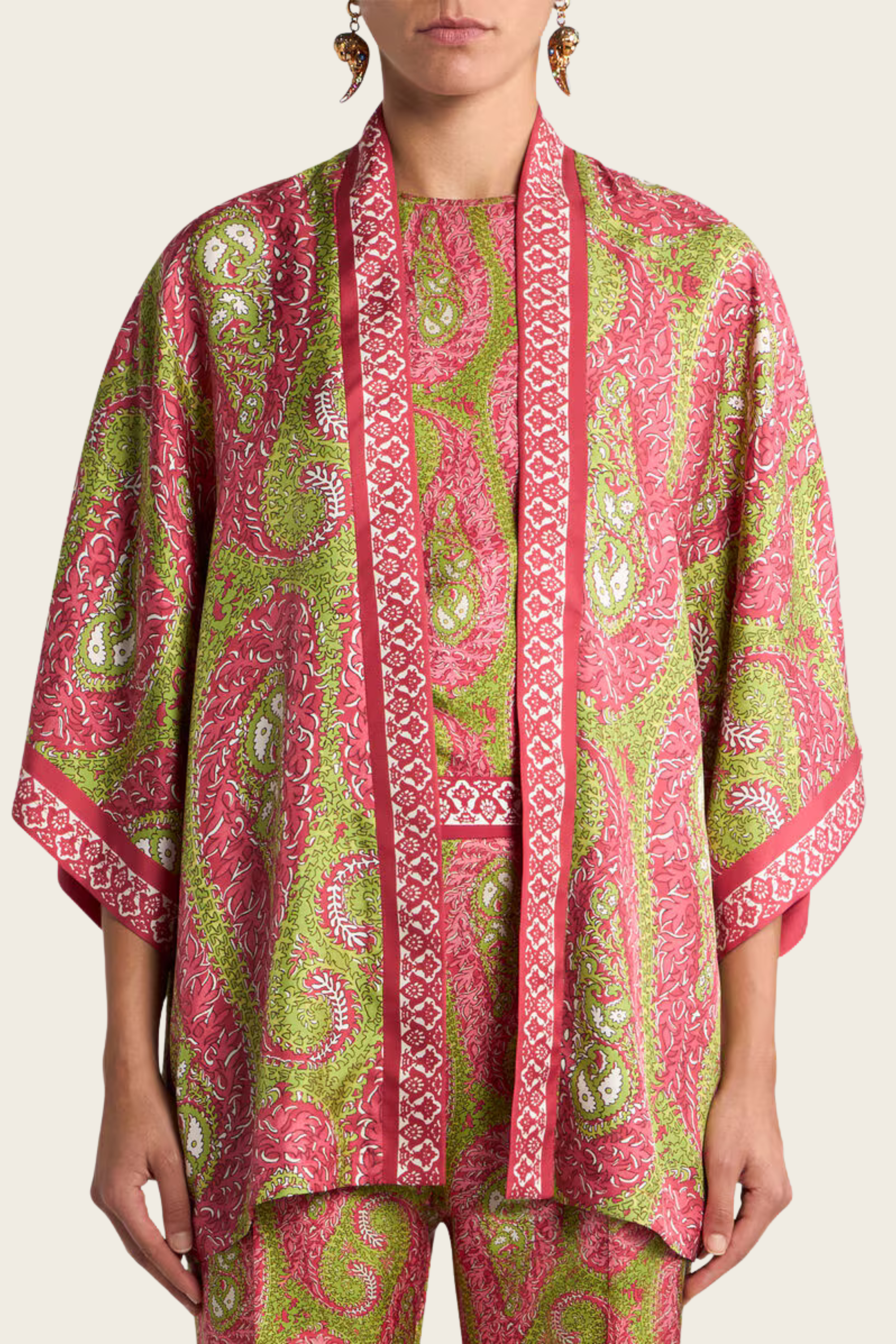 Silk Twill Kesa With Paisley Foliage Motif - Etro