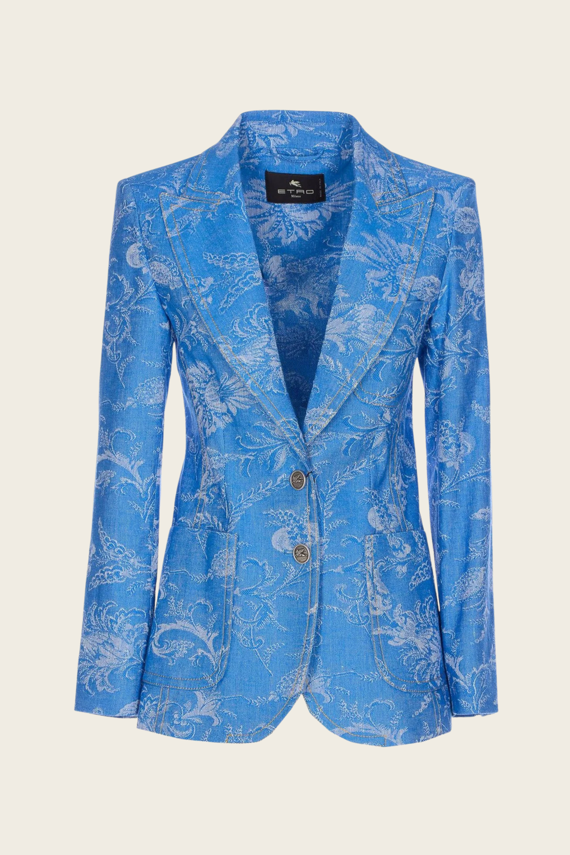 Cropped jacquard denim jacket with floral motif - Etro