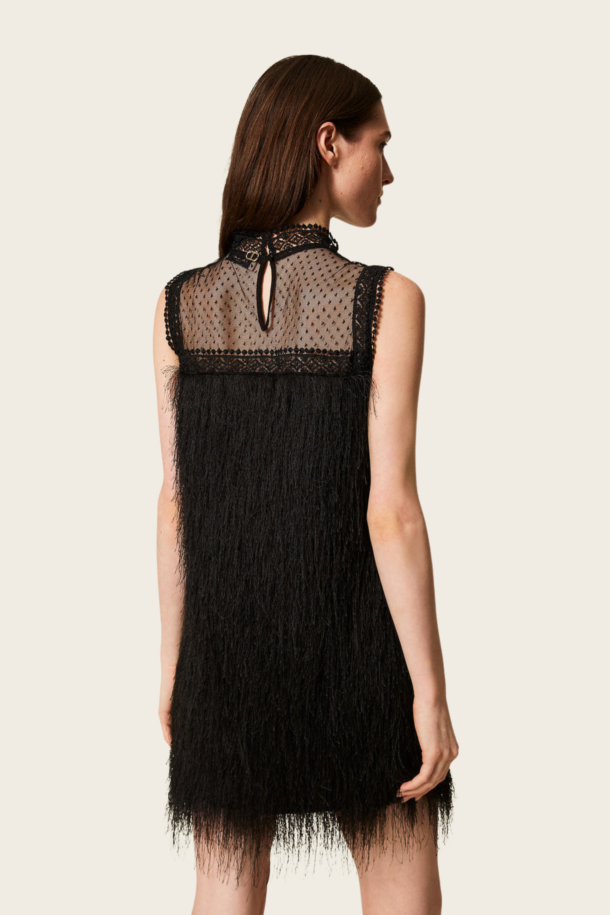 Short dress with fringes and tulle - Twinset