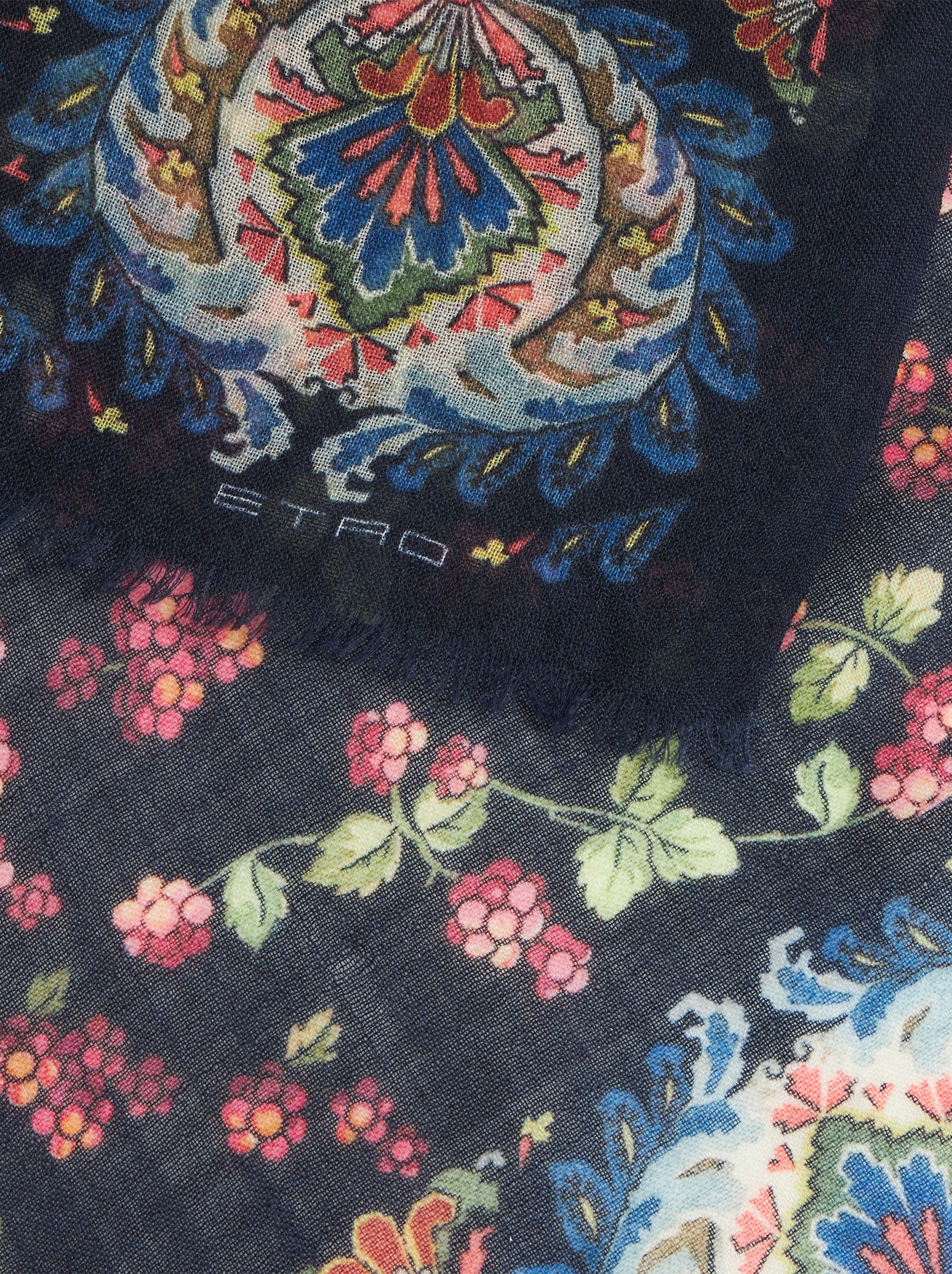 Lenço de caxemira com estampa de frutas vermelhas - Etro