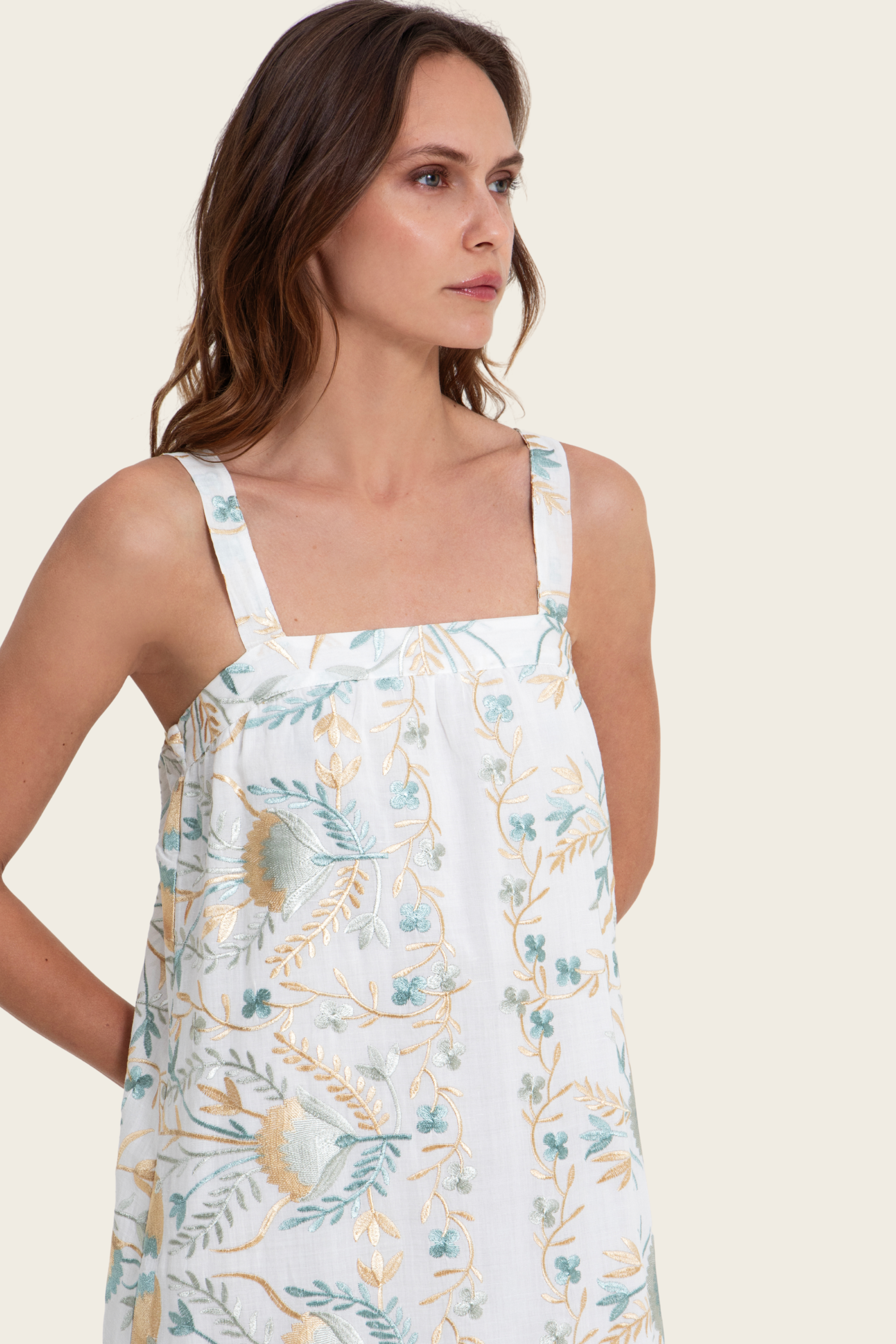 Embroidered Floral Dress - Greek Archaic Kori