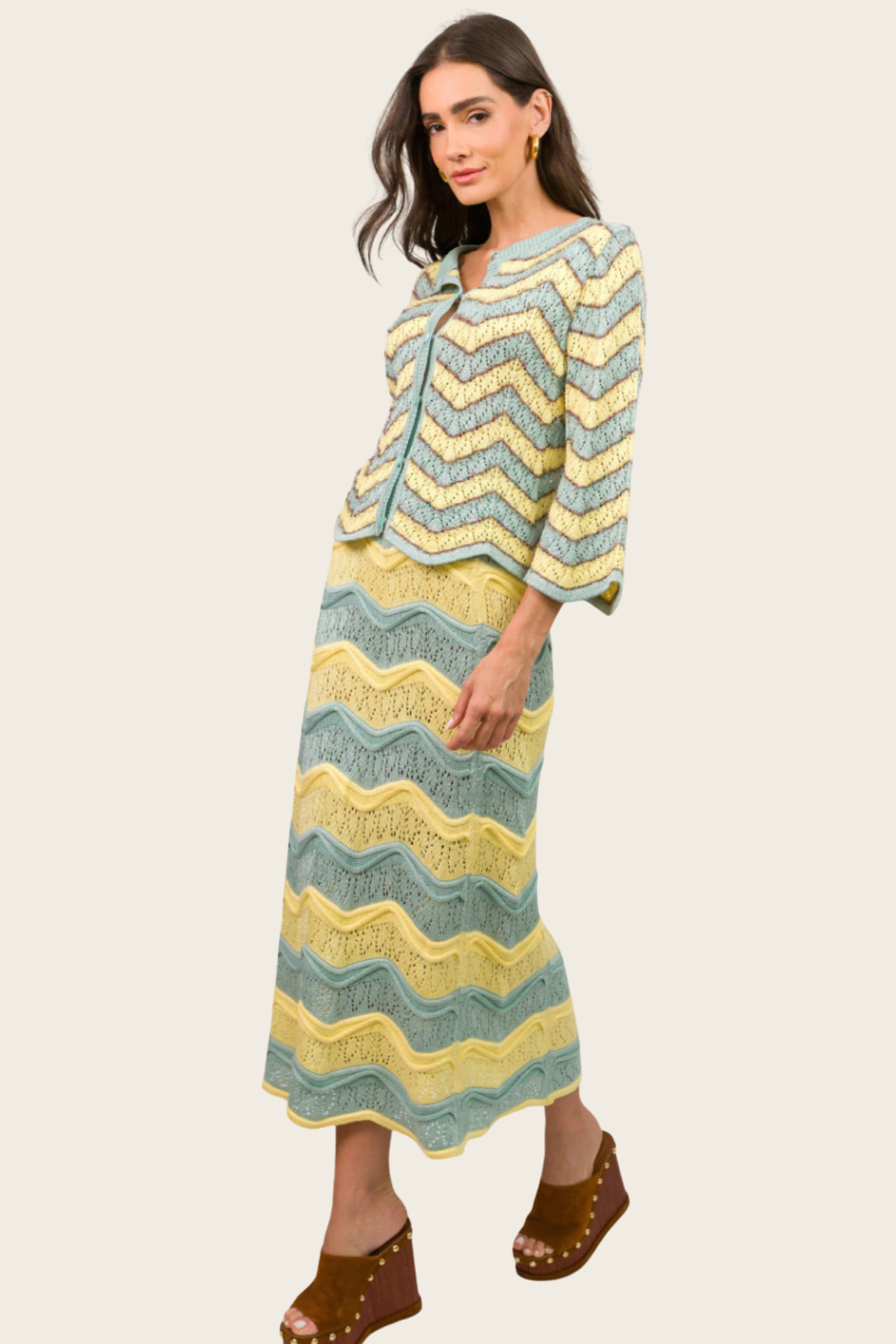 Chevron Knit Cardigan - Cecilia Prado