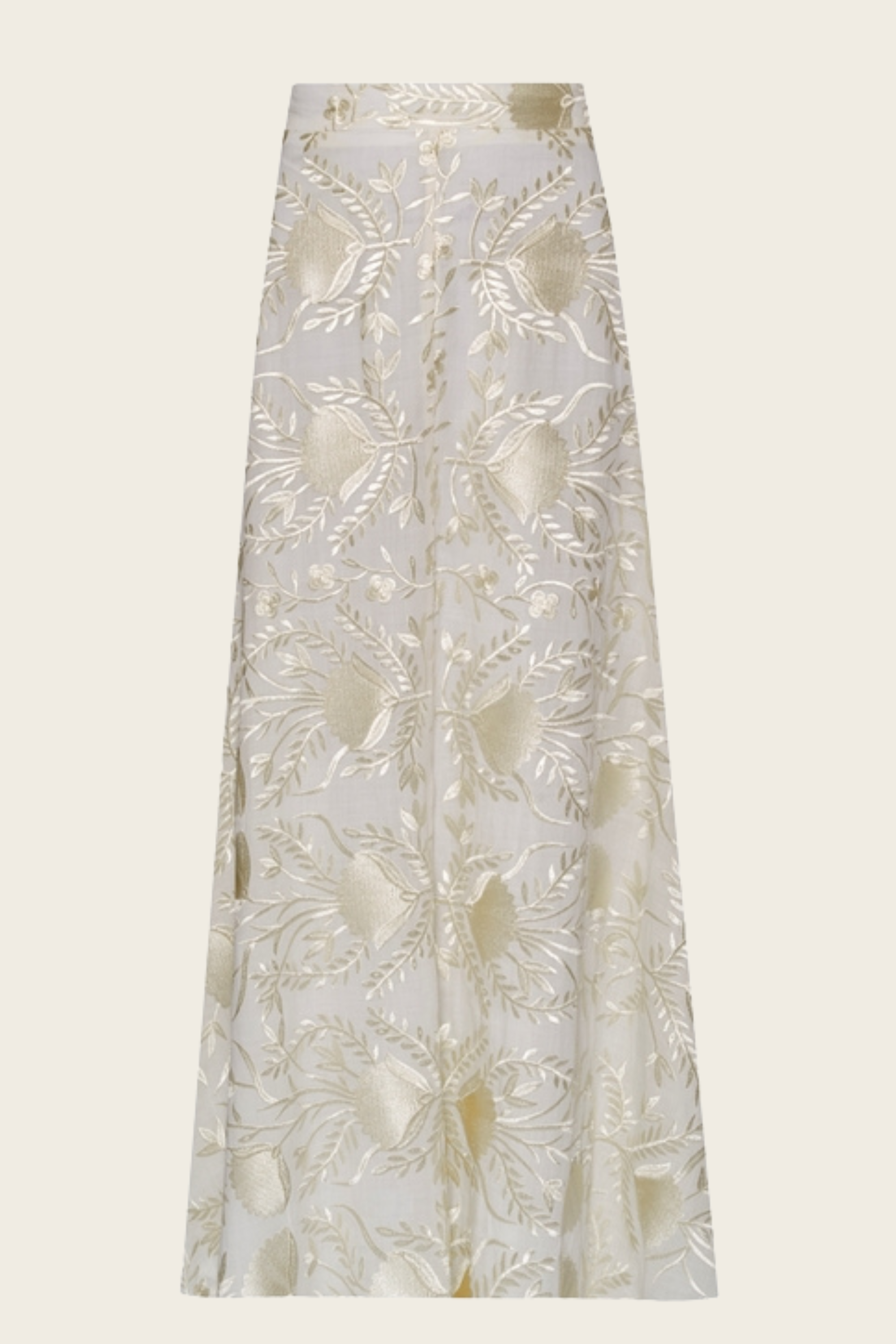 Champagne Embroidered Blossom Skirt - Greek Archaic Kori - ESPACE CANNELLE