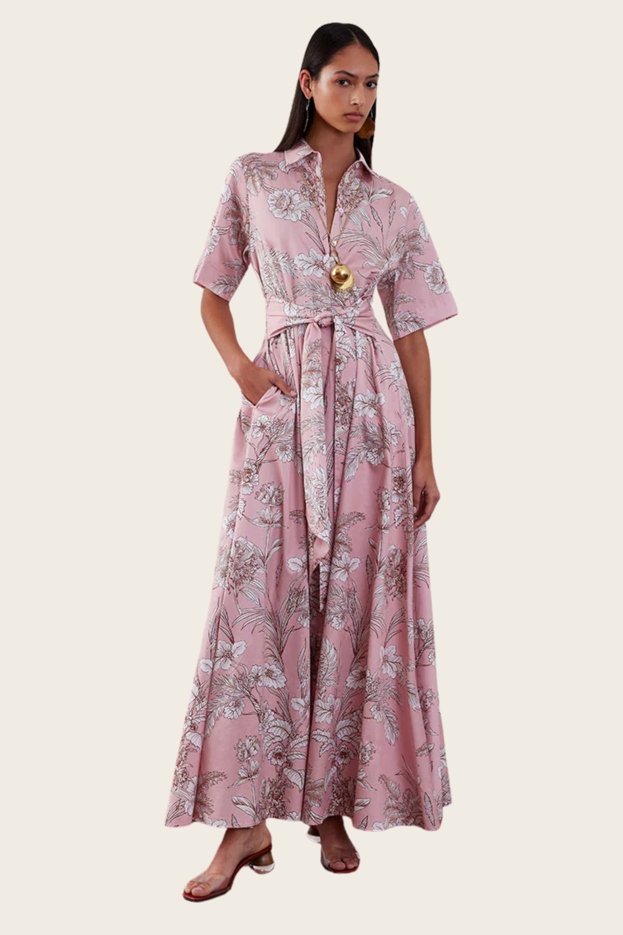 Jungle Pink Posie Cotton Maxi Dress - Borgo de Nor