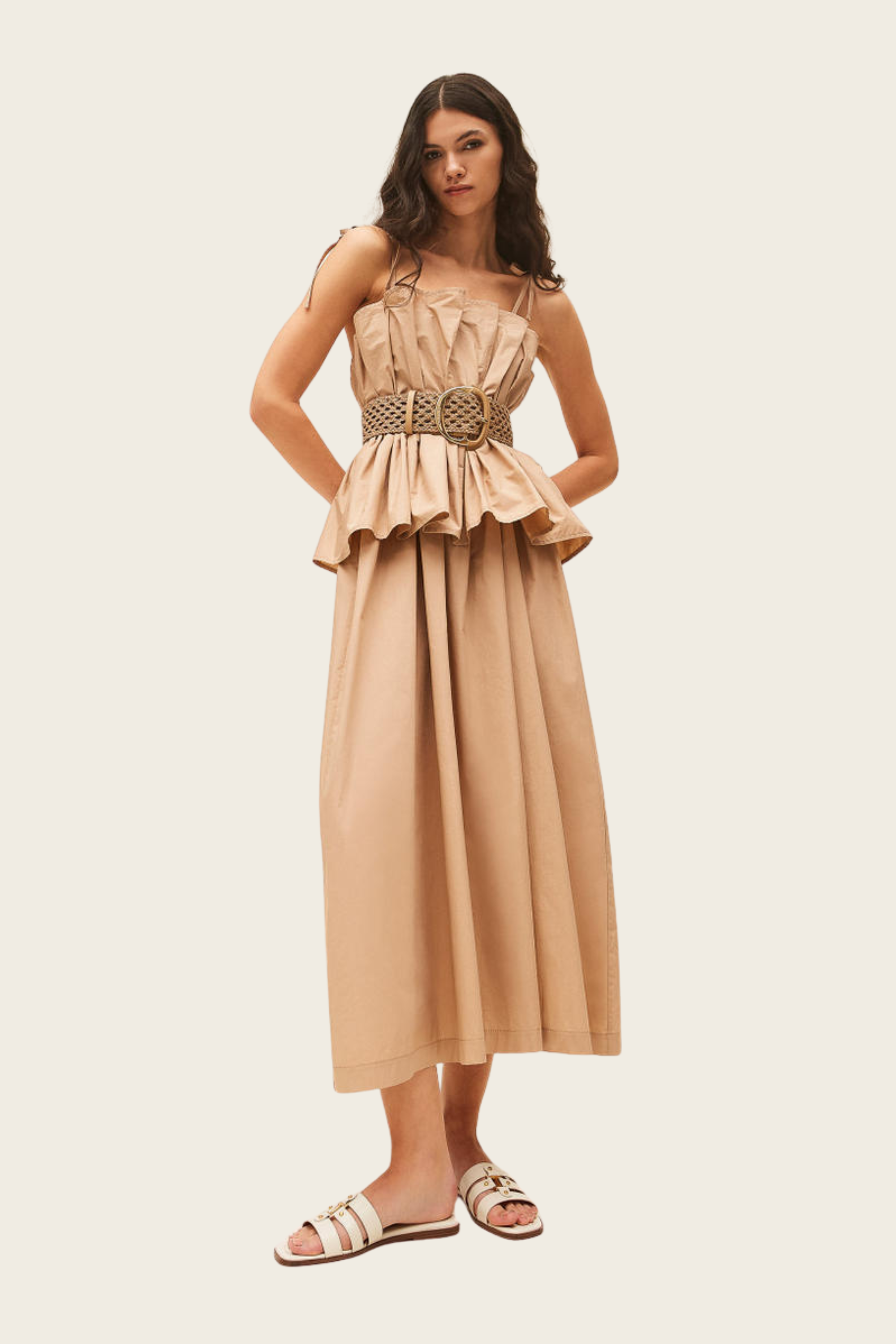 Long Poplin Dress with Flounce - Twinset