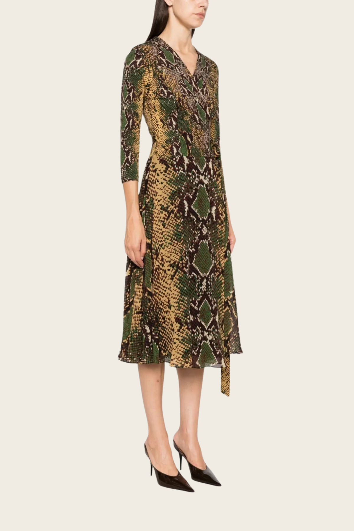 Irina Snake-Print Wrap Midi Dress - DVF