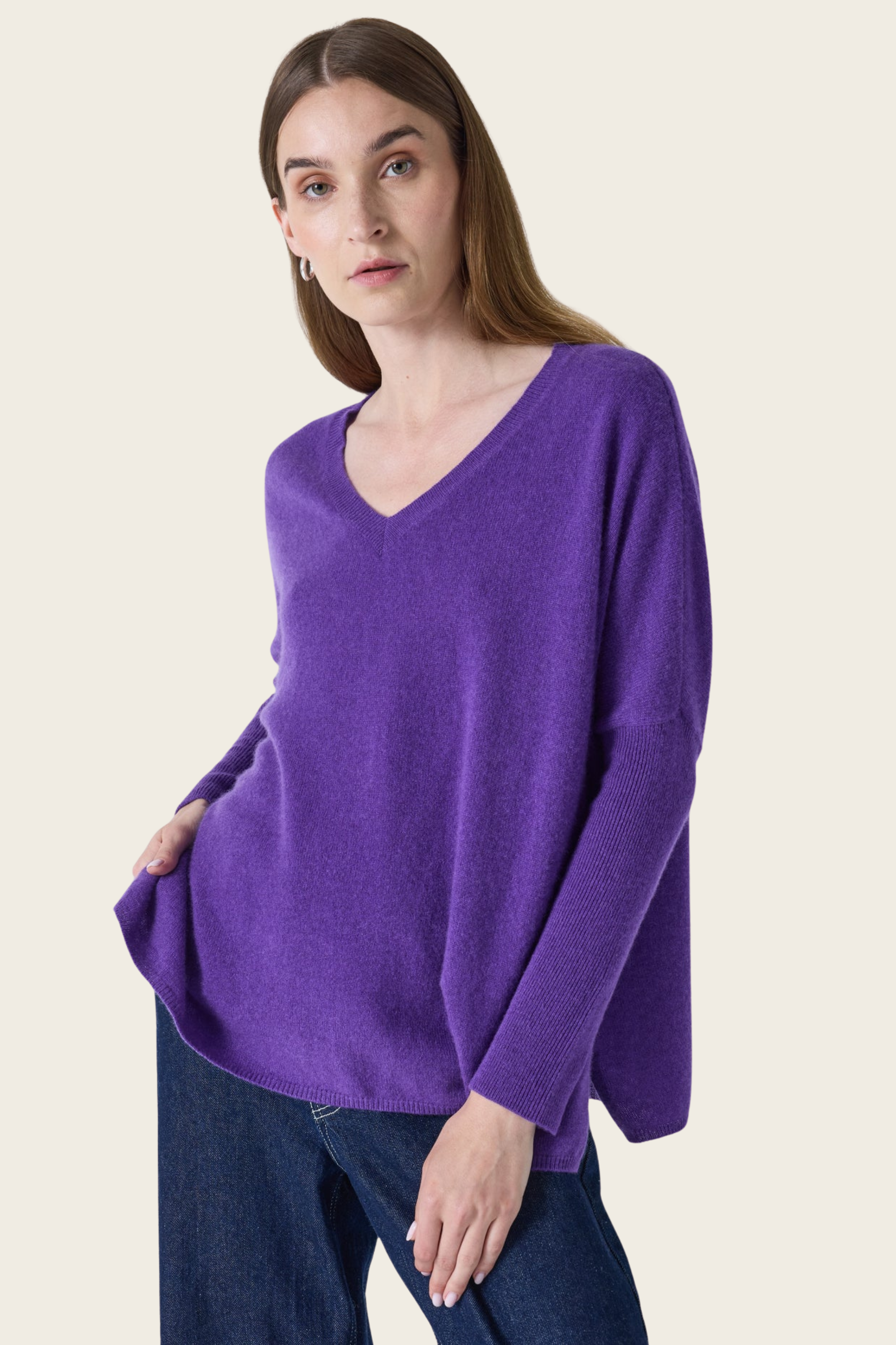 Camille cashmere v-neck poncho jumper - Absolut Cashmere