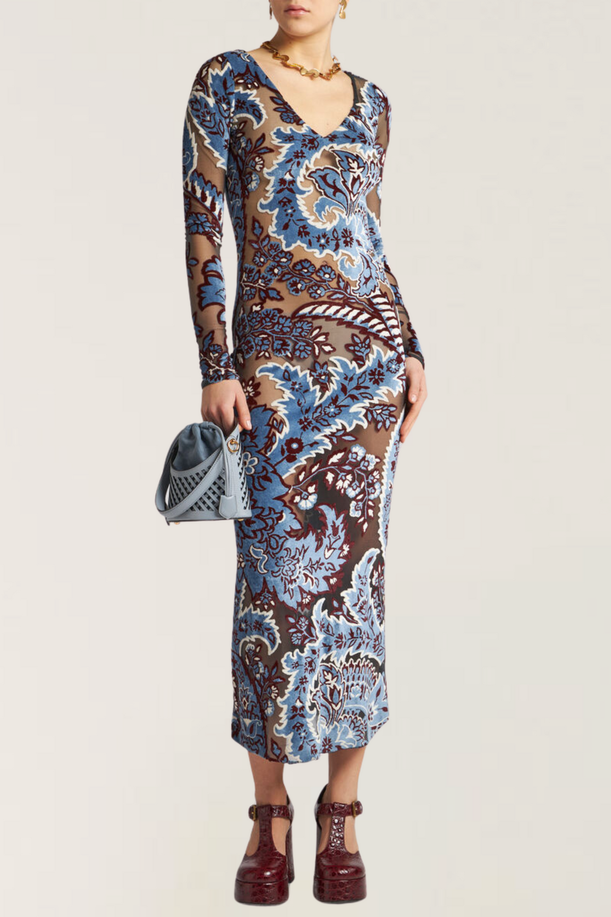 Tulle & Jacquard velvet dress - Etro
