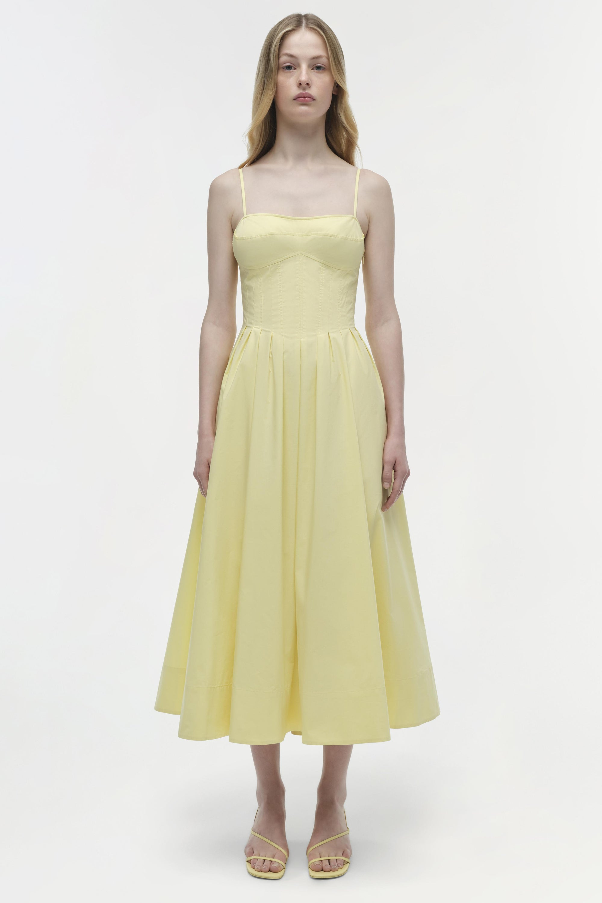 Kittiya Cotton Midi Dress, Shell: 63% cotton, 37% polyester, Colour: Buttercream, Side zipper closure, New Arrivals, FW25, Espace Cannelle