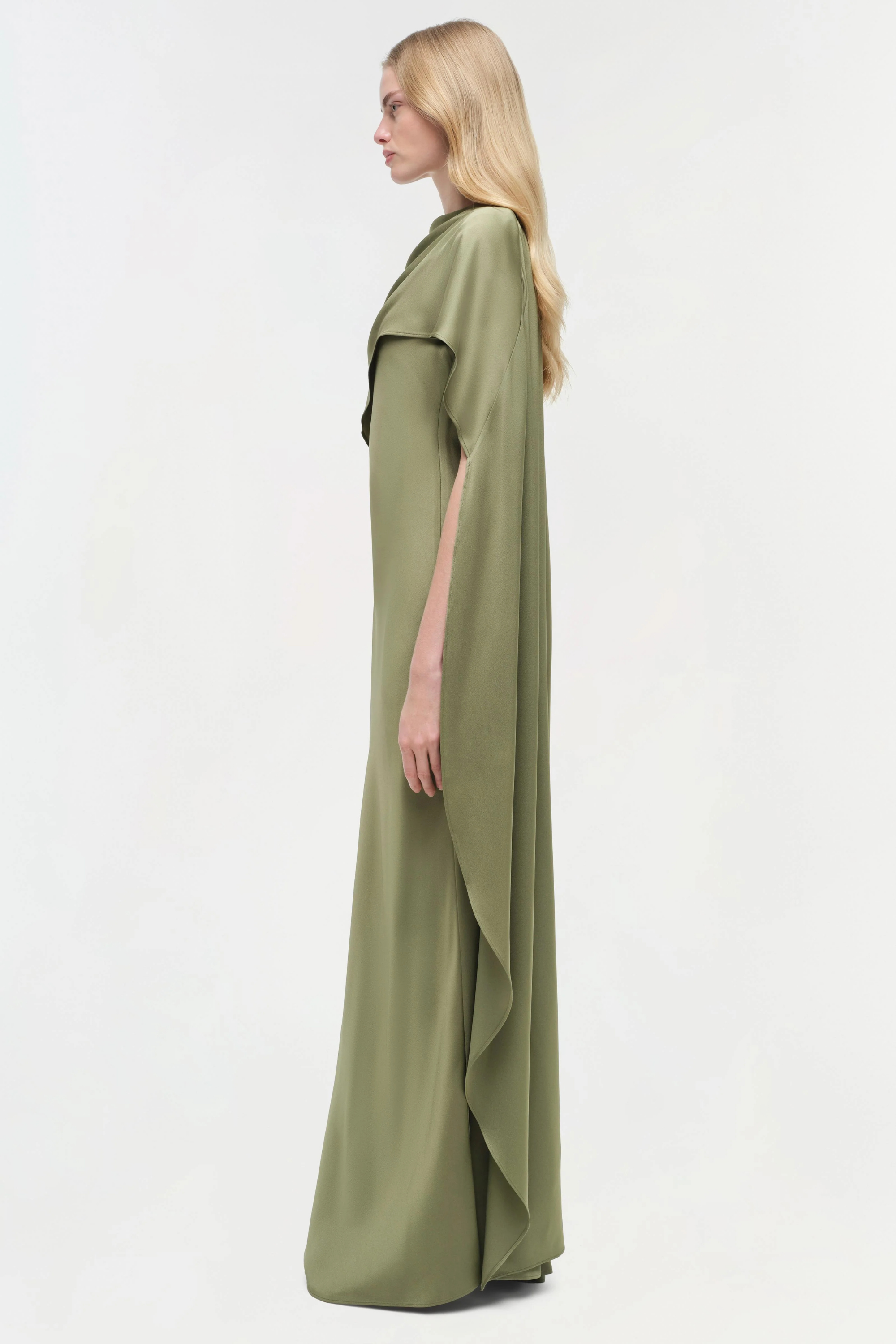 Izel Satin Cape Gown - Simkhai