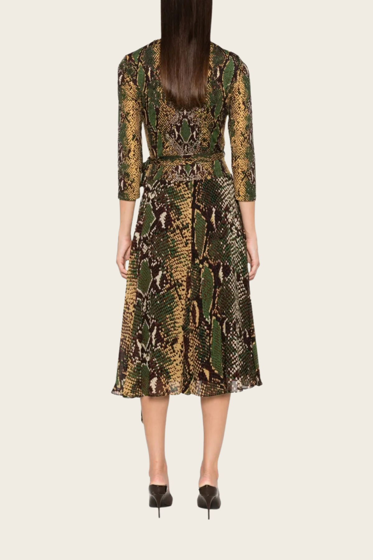Irina Snake-Print Wrap Midi Dress - DVF
