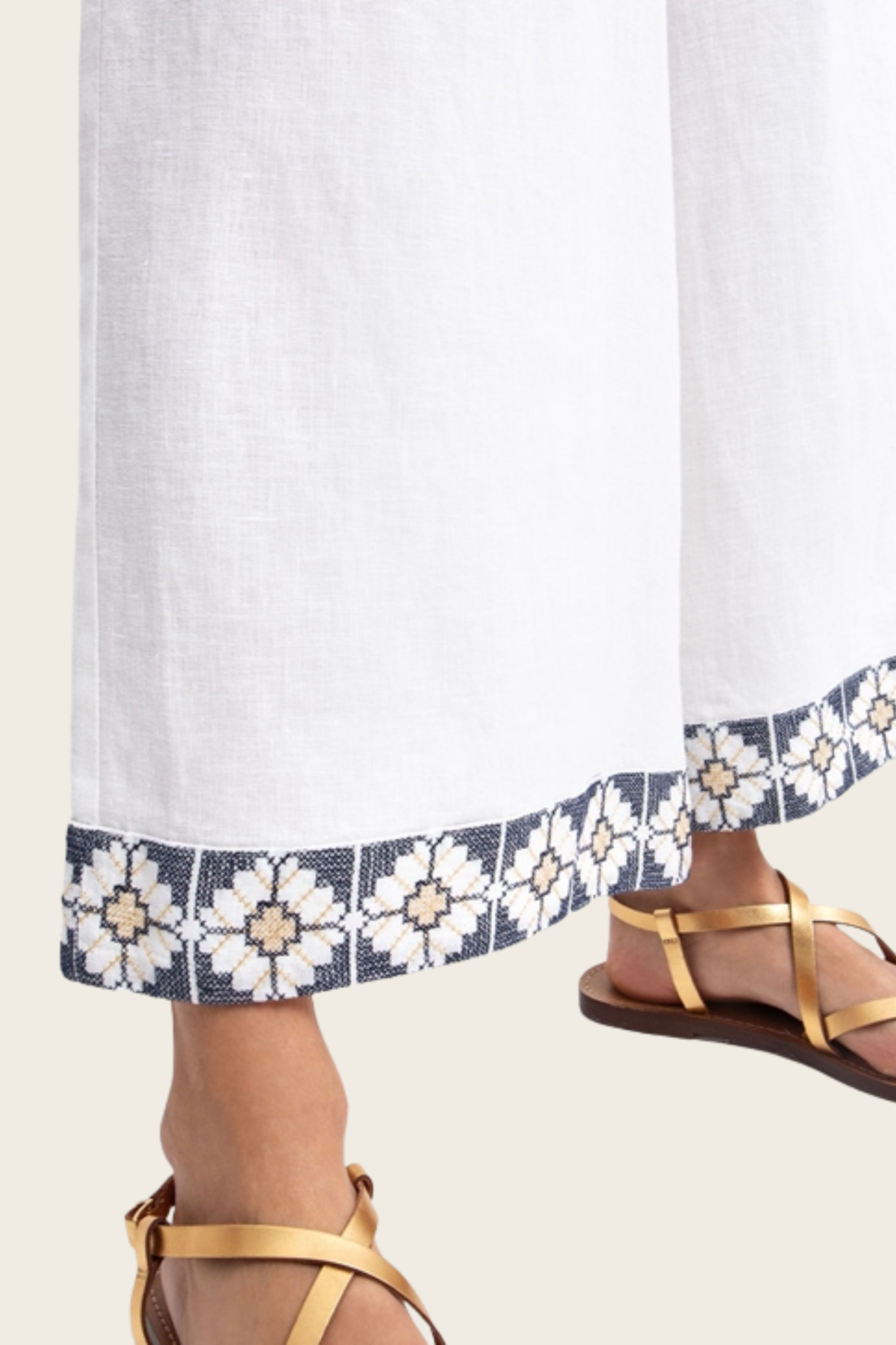 Daisy Embroidered Trousers - Greek Archaic Kori - ESPACE CANNELLE - New Arrivals