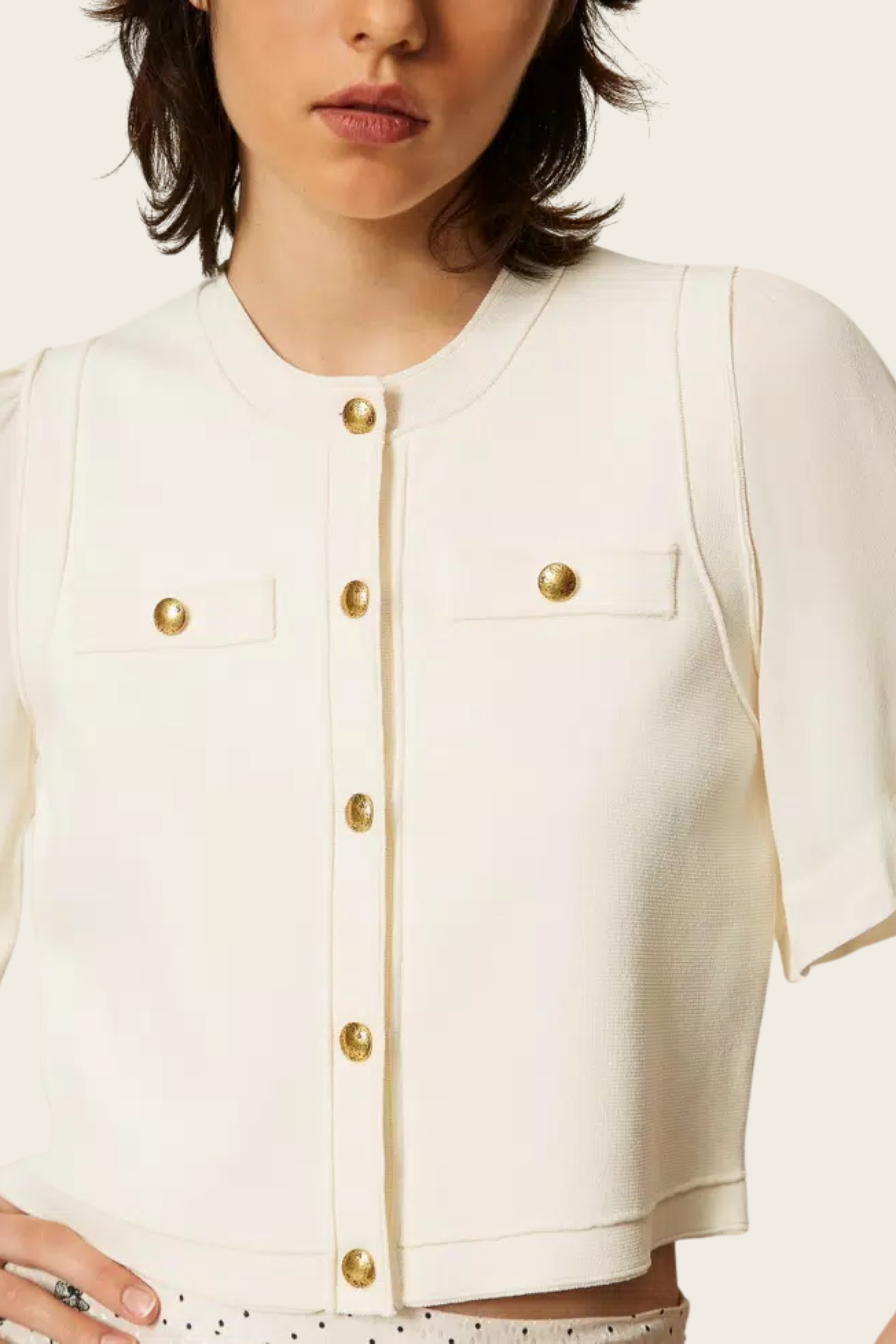 Knitted Cardigan with Metal Buttons - Twinset