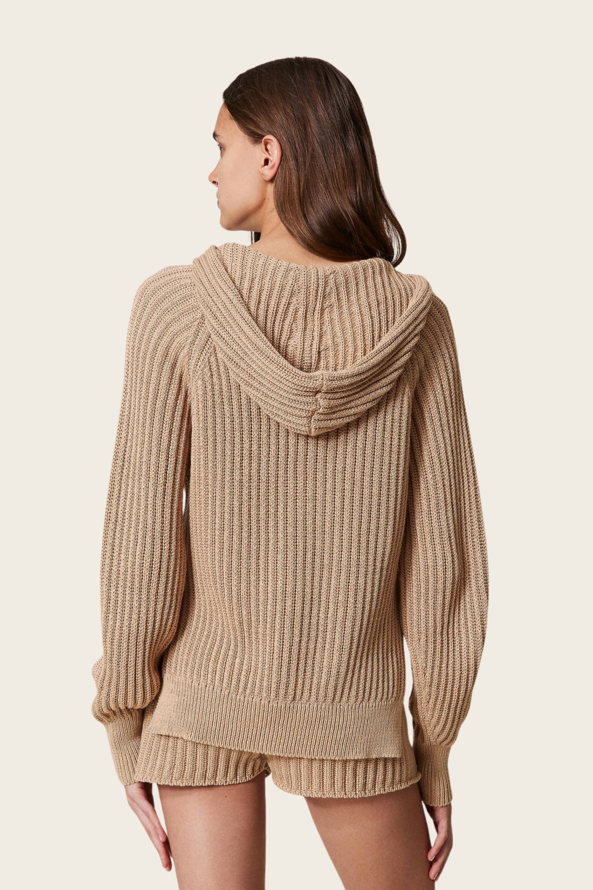 Ribbed jumper with hood - Twinset