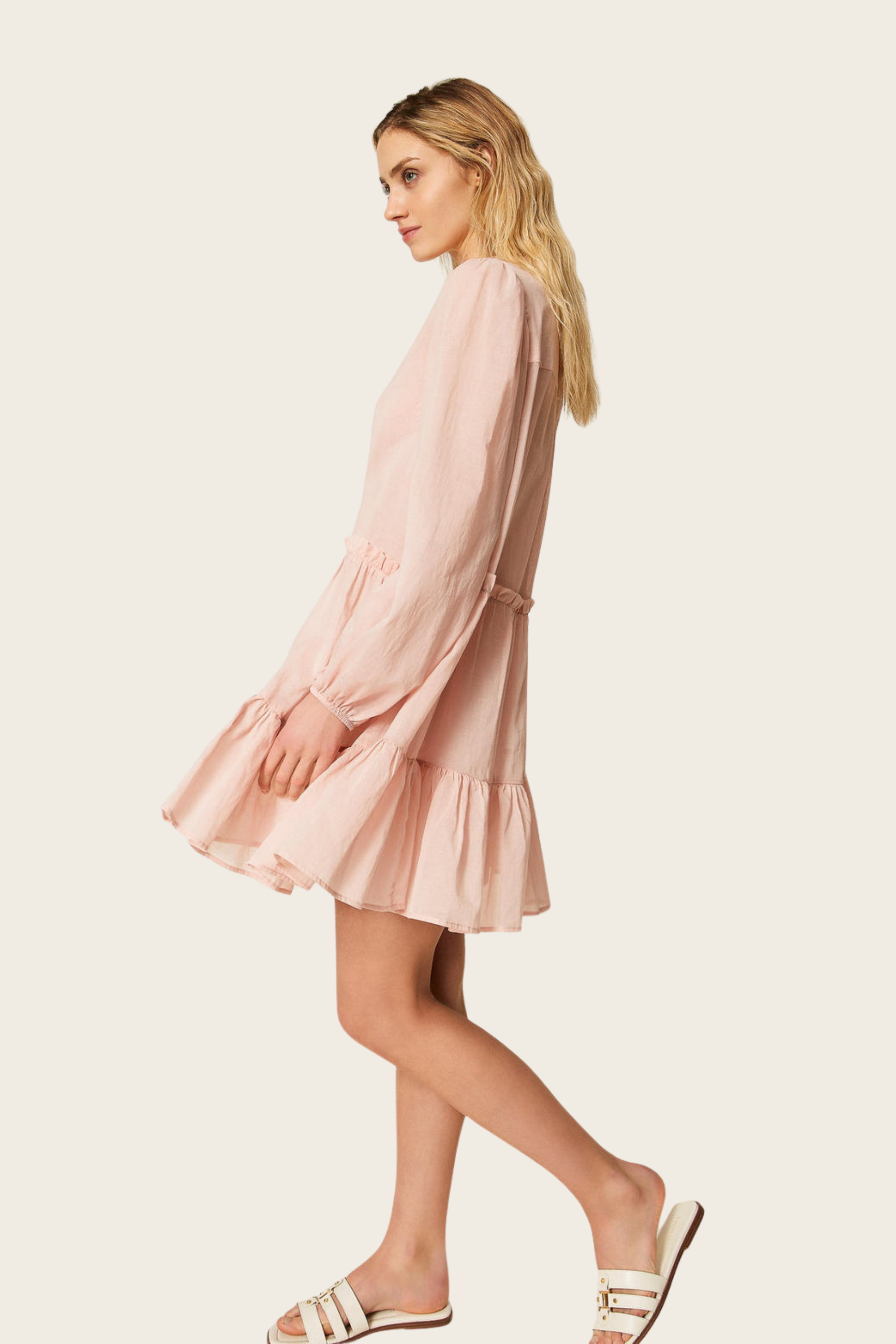 Short Muslin Dress with Flounces - Twinset