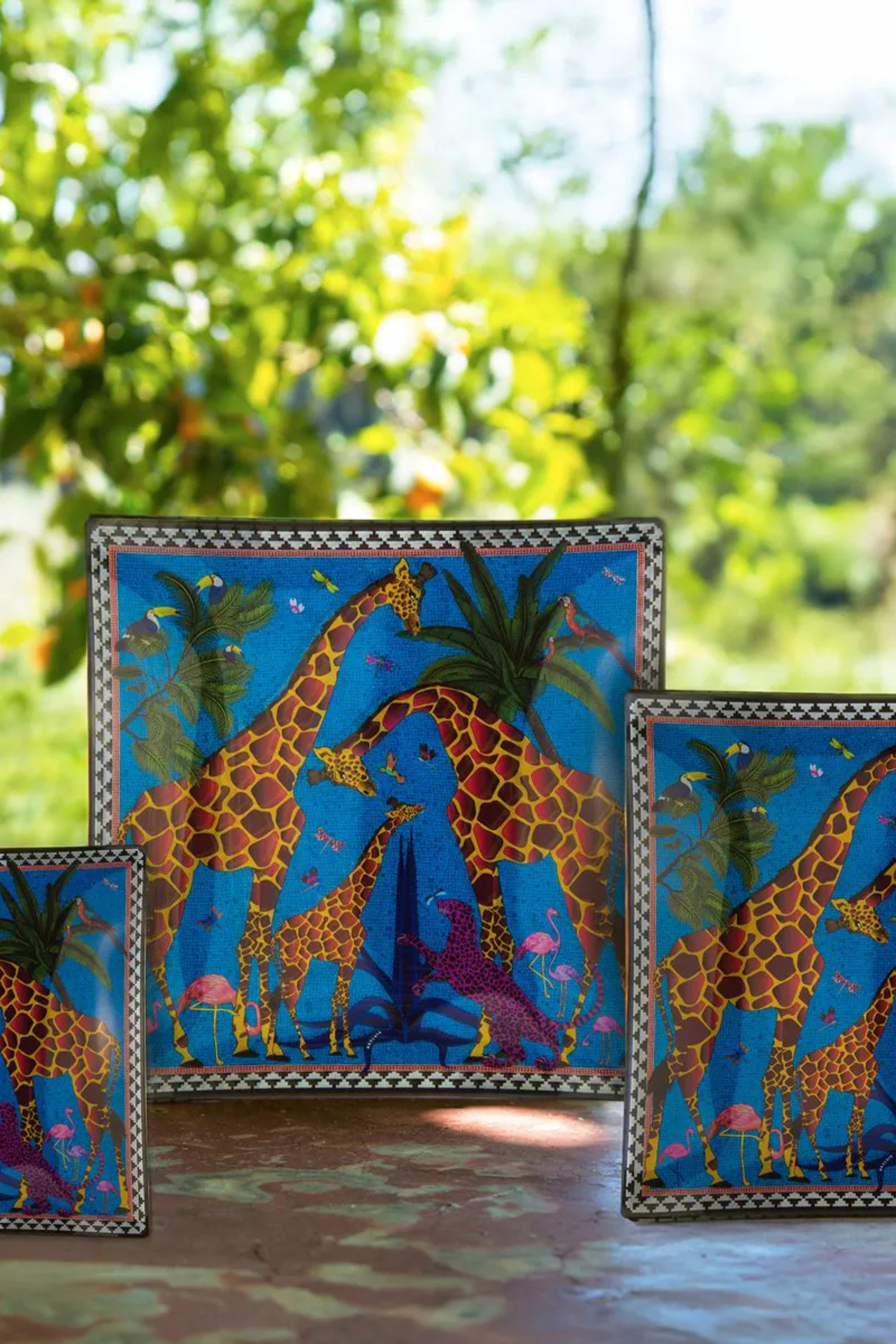 Prato de Vidro Giraffe Blue 25 × 25 cm – Ortigia Sicilia