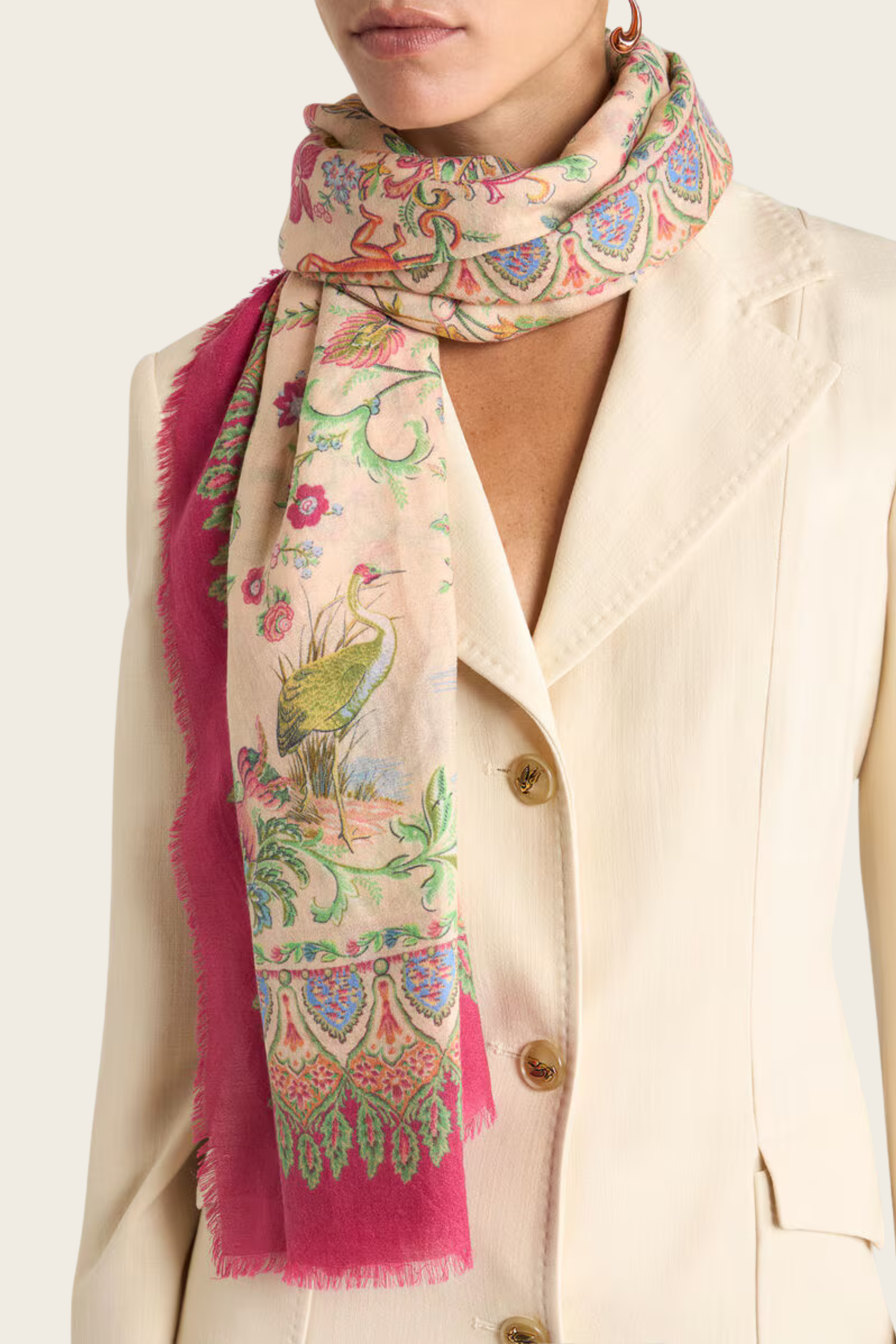 Shawl with Flora and Fauna Motif - Etro