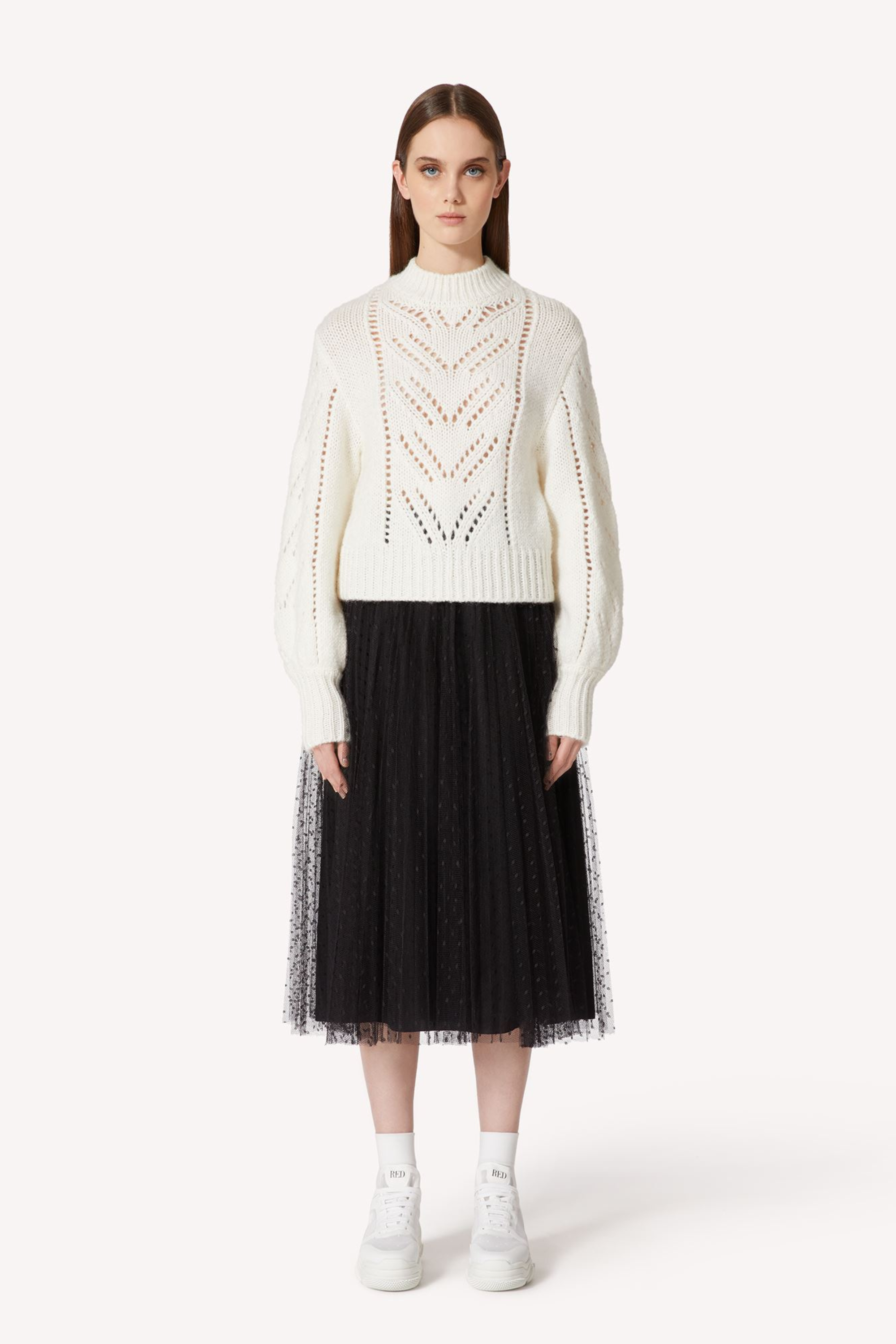 Point D'esprit Pleated Tulle Skirt - Red Valentino