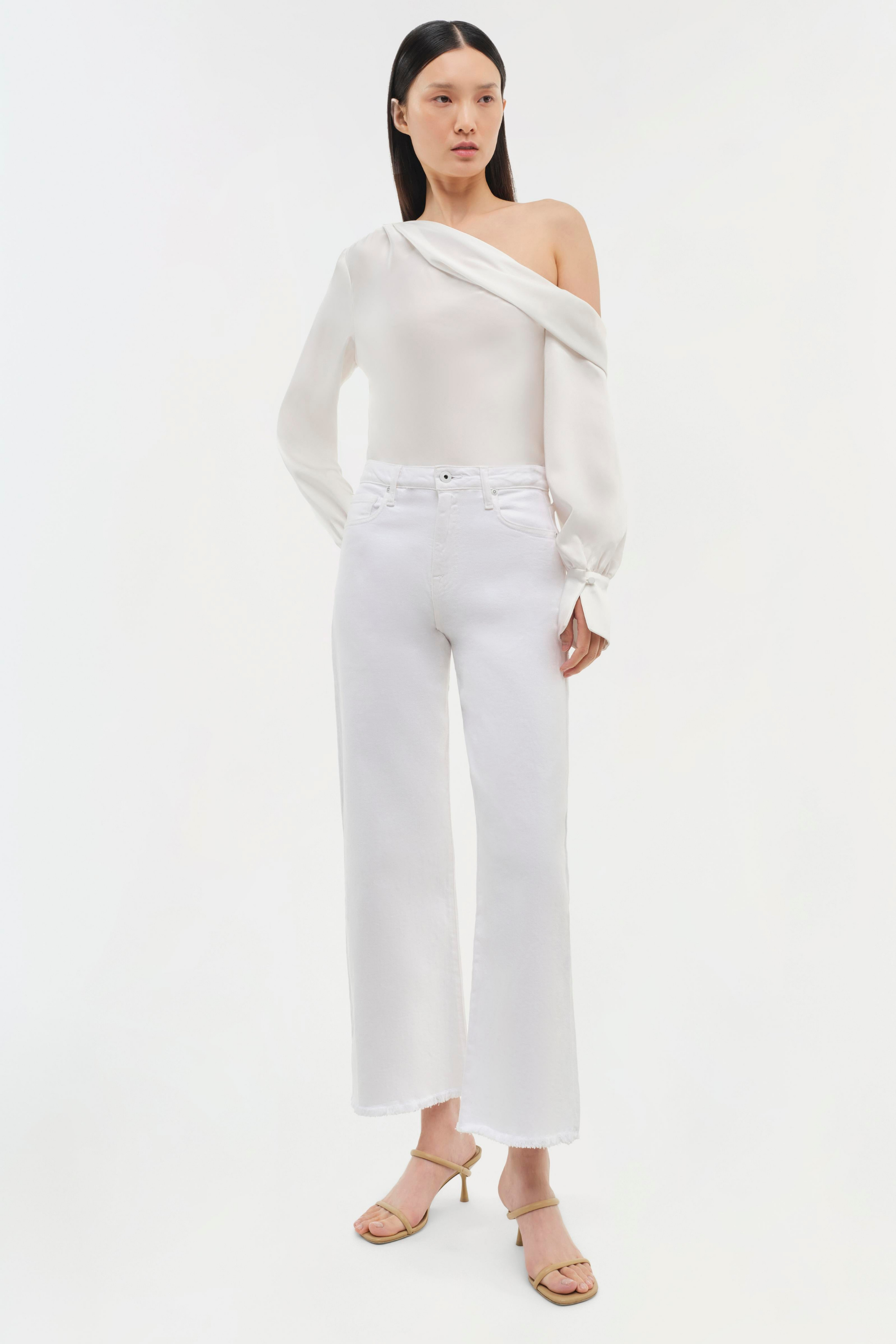 Alice Top White Long Sleeve Top, Colour: White, Fabric Synthetic, Buttoned cuffs, New Arrivals, SS25, Espace Cannelle