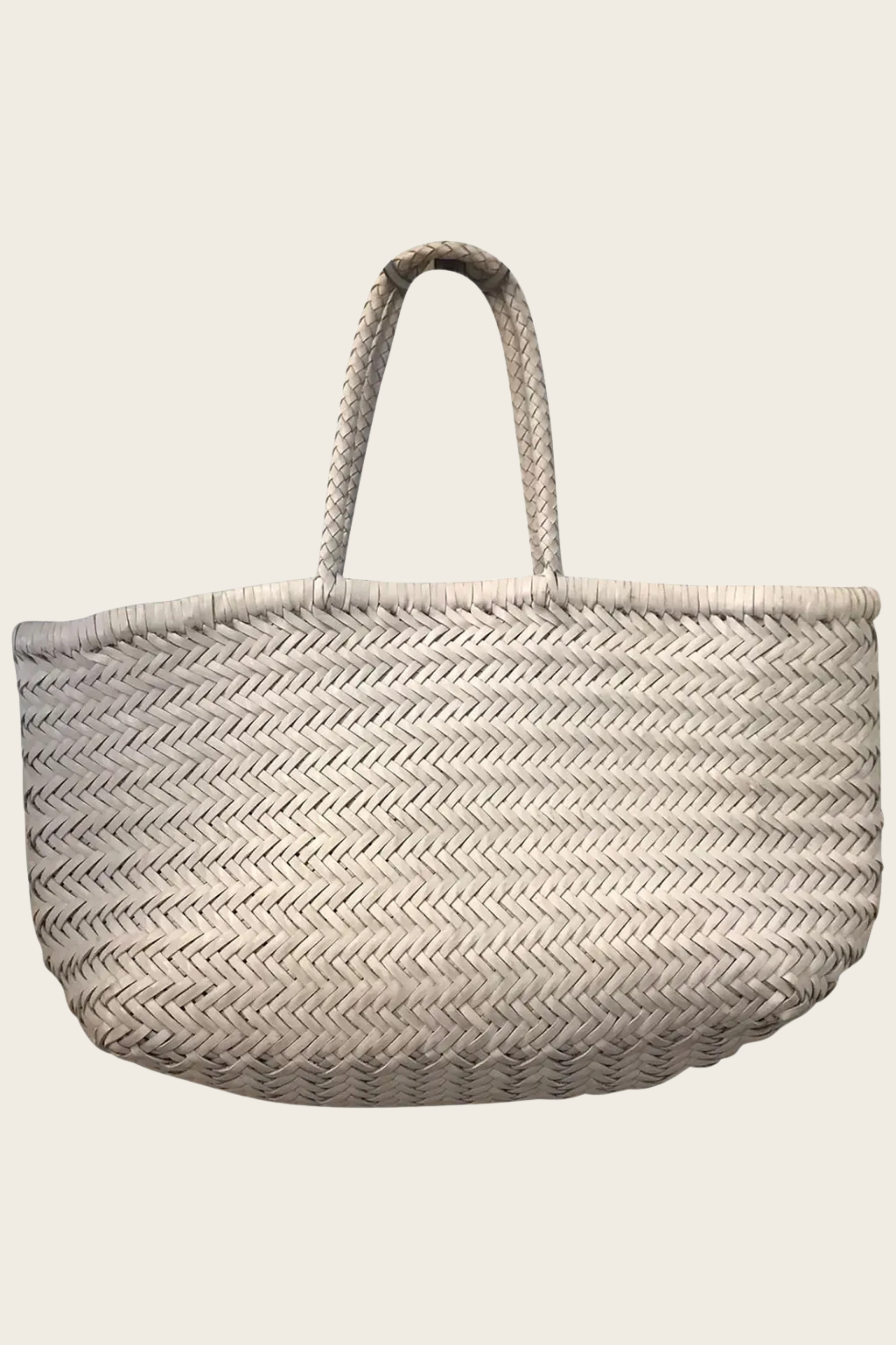 White Woven Leather Tote - Dragon Diffusion