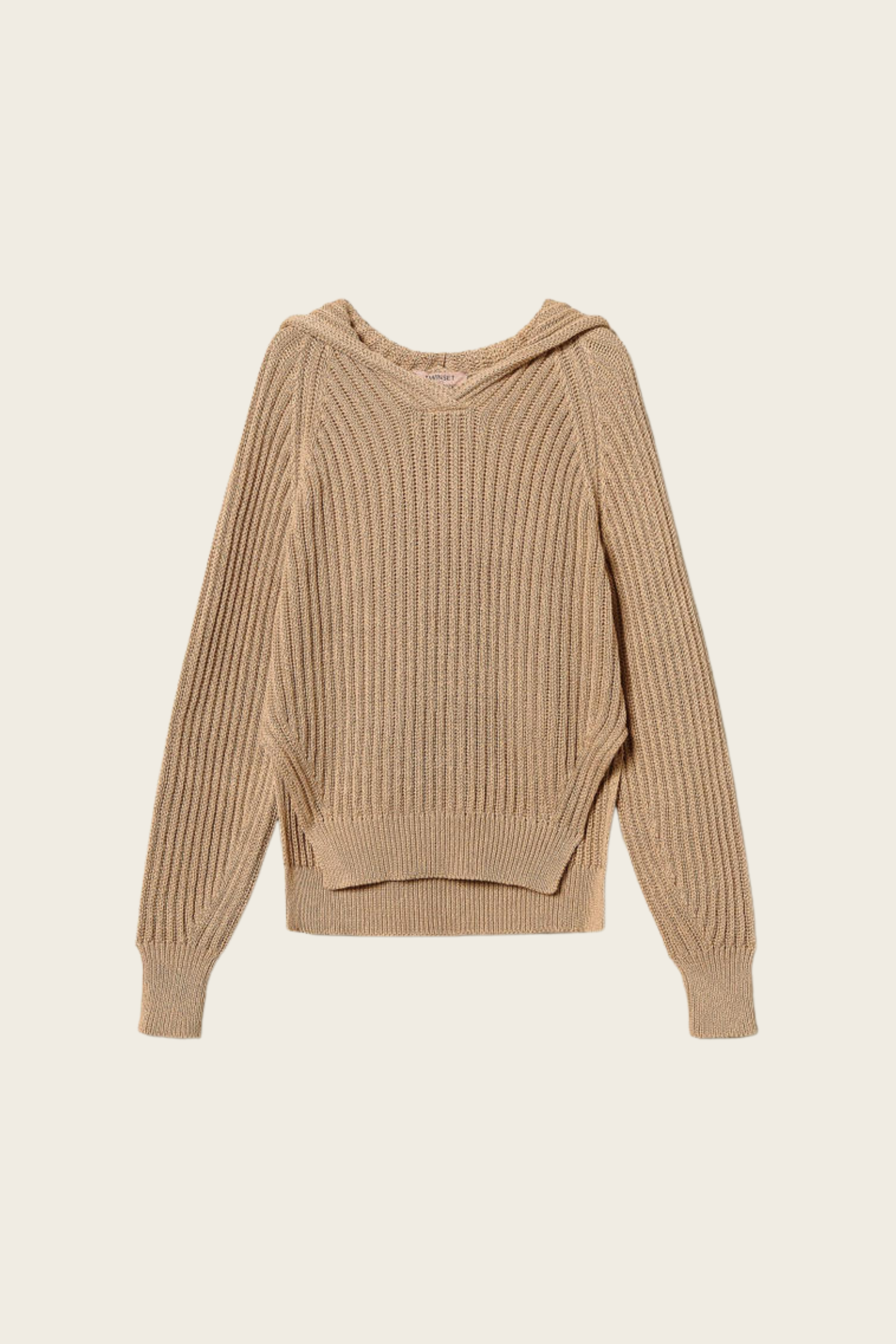 Ribbed jumper with hood - Twinset