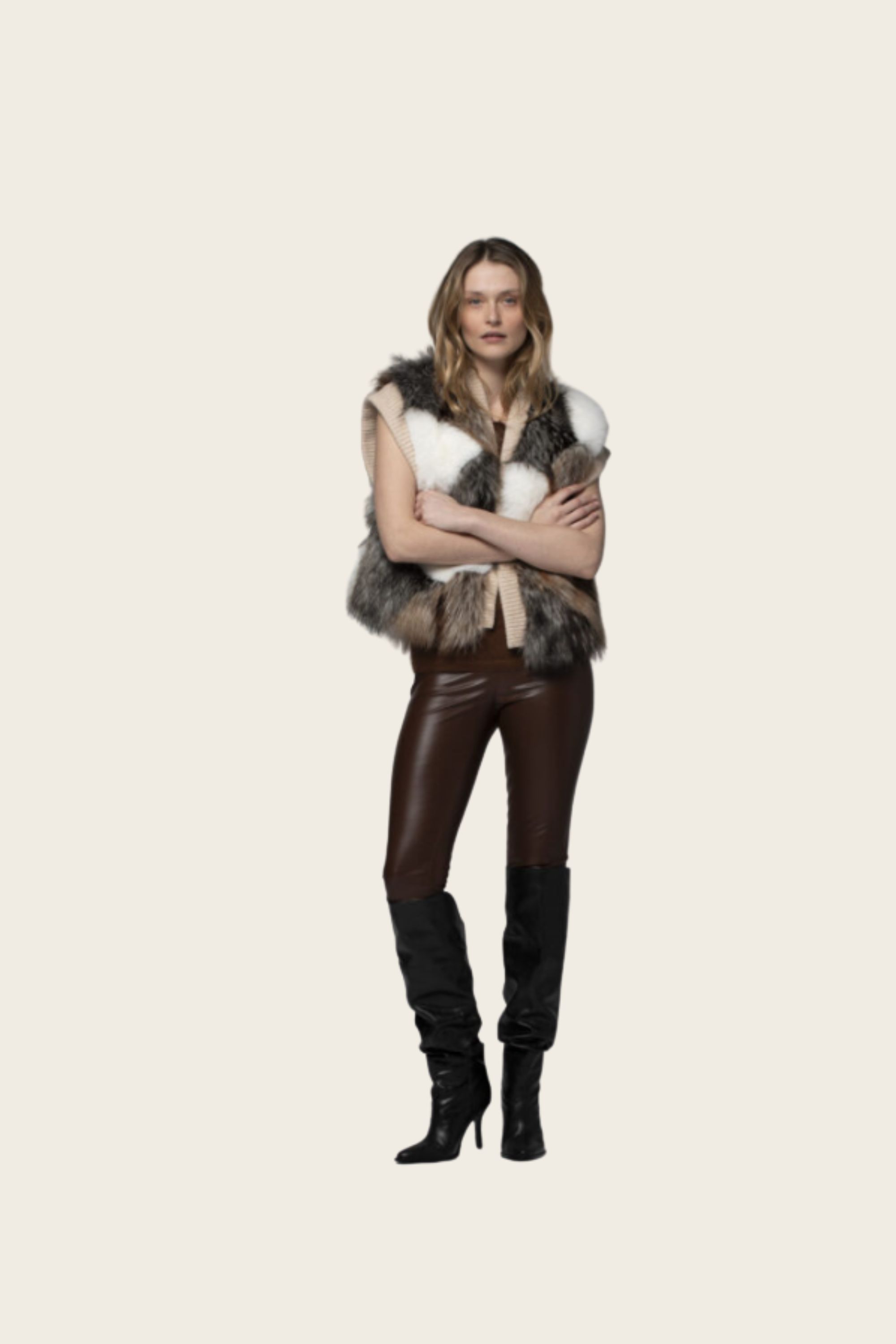 Vilma Vest, Composition: 100% PL, Colour: Patchwork, Open front, New Arrivals, FW25, Espace Cannelle